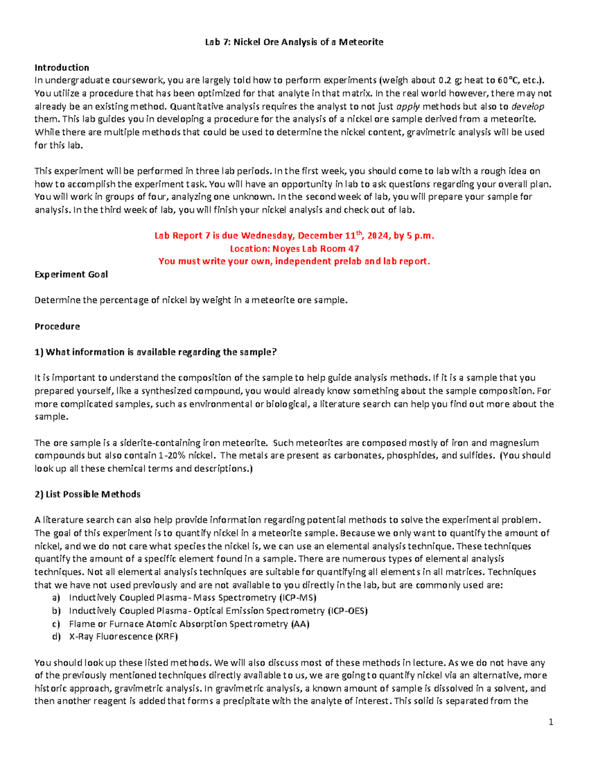 Lab Nickel Ore Analysis Of A Meteorite Lab Nickel Ore Analysis Of A Meteorite