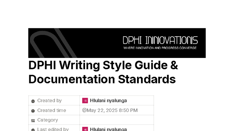 DPHI Writing Style Guide: Documentation Standards Overview - Studocu
