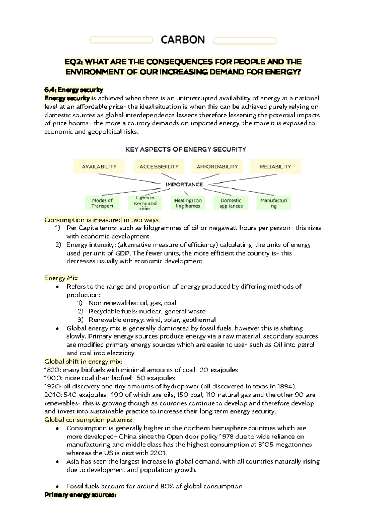Edexcel A-level Geography: EQ2/EQ3 Energy Demand & Environmental Impact ...
