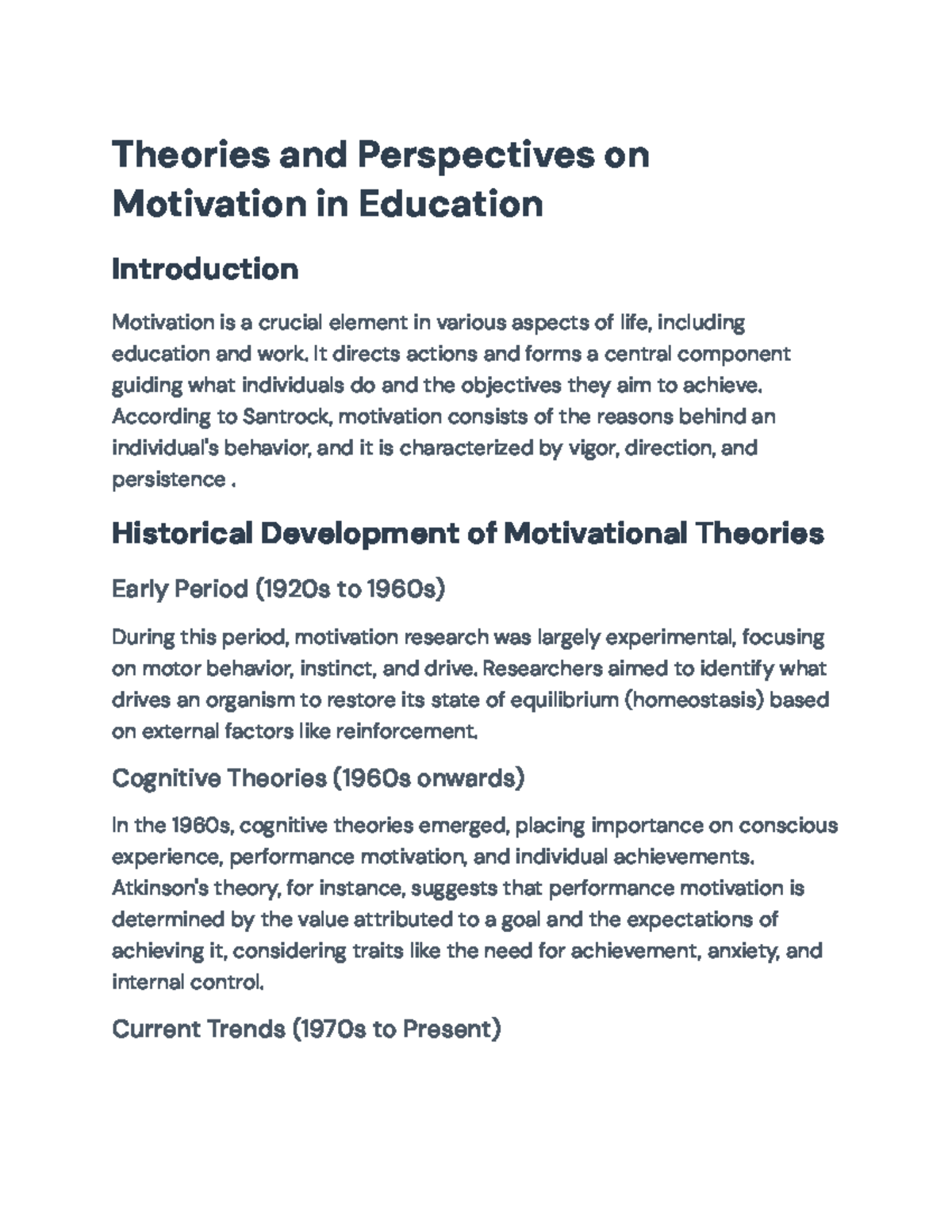 Theories and Perspectives on Motivation in Education (EDU 101 ...
