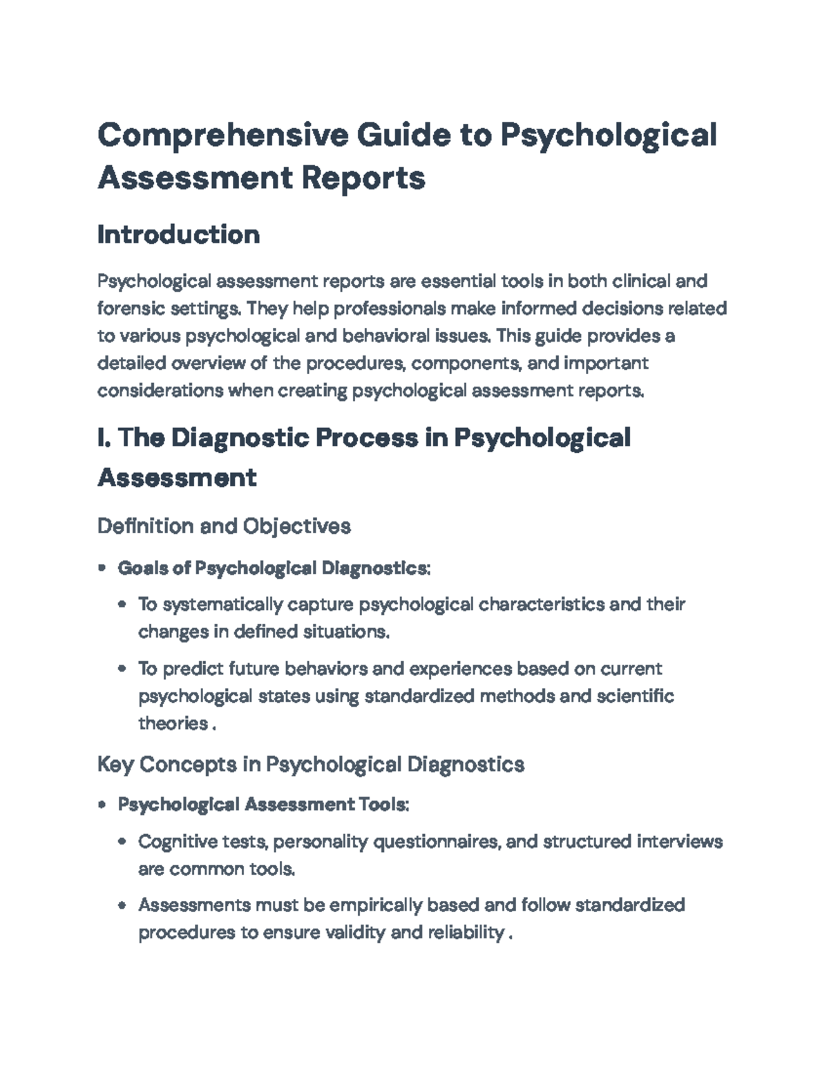 Comprehensive PSY101 Guide to Psychological Assessment Reports - Studocu