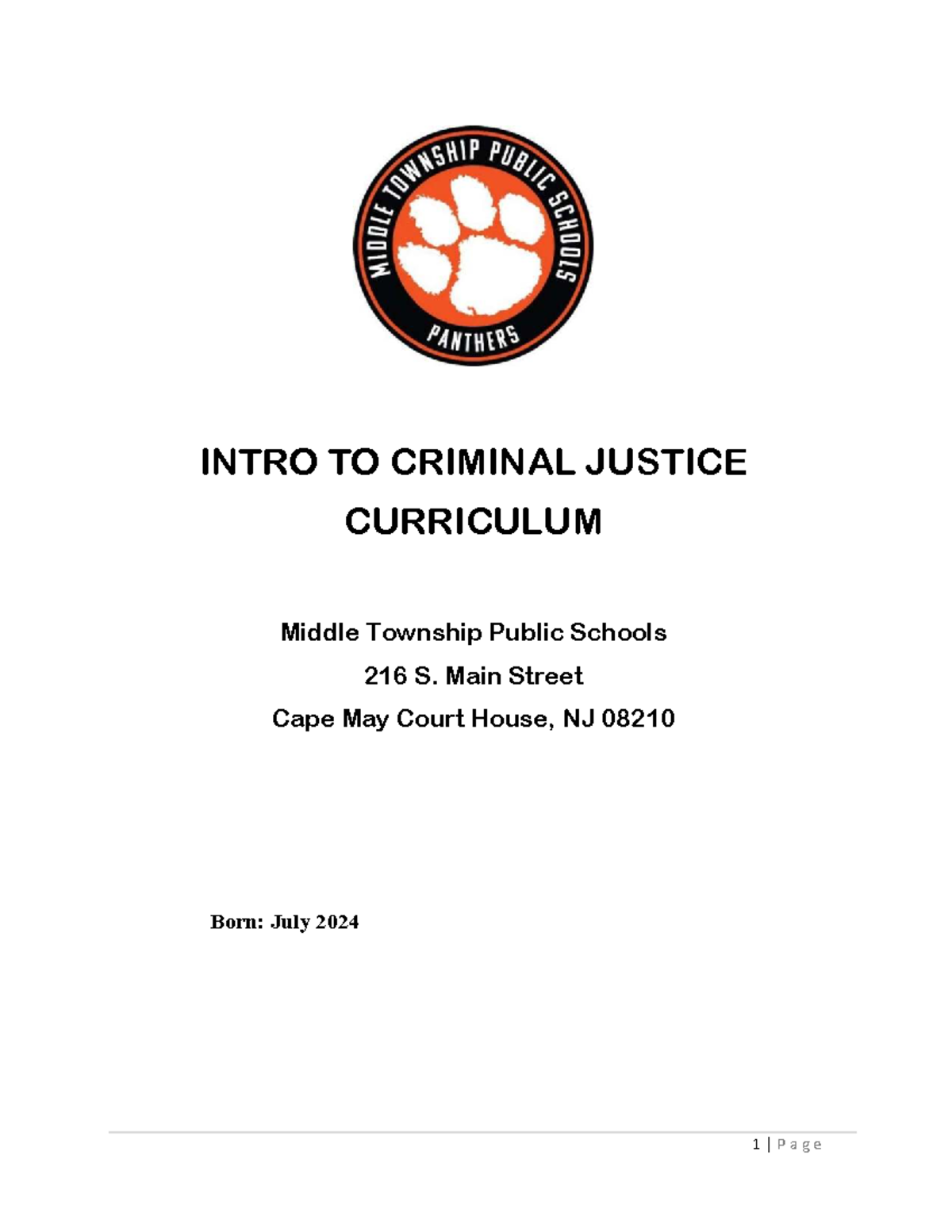 CRJ 101: Intro to Criminal Justice Curriculum Overview and Lesson Plans ...