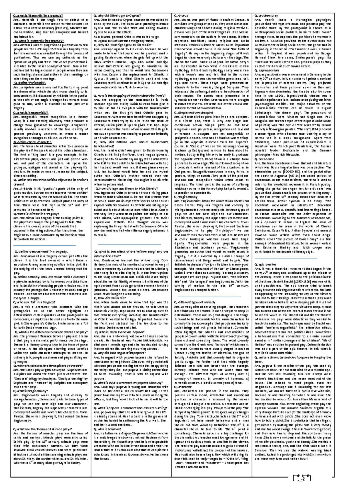 Drama and Theatre Study Notes (ENG 101) - Studocu