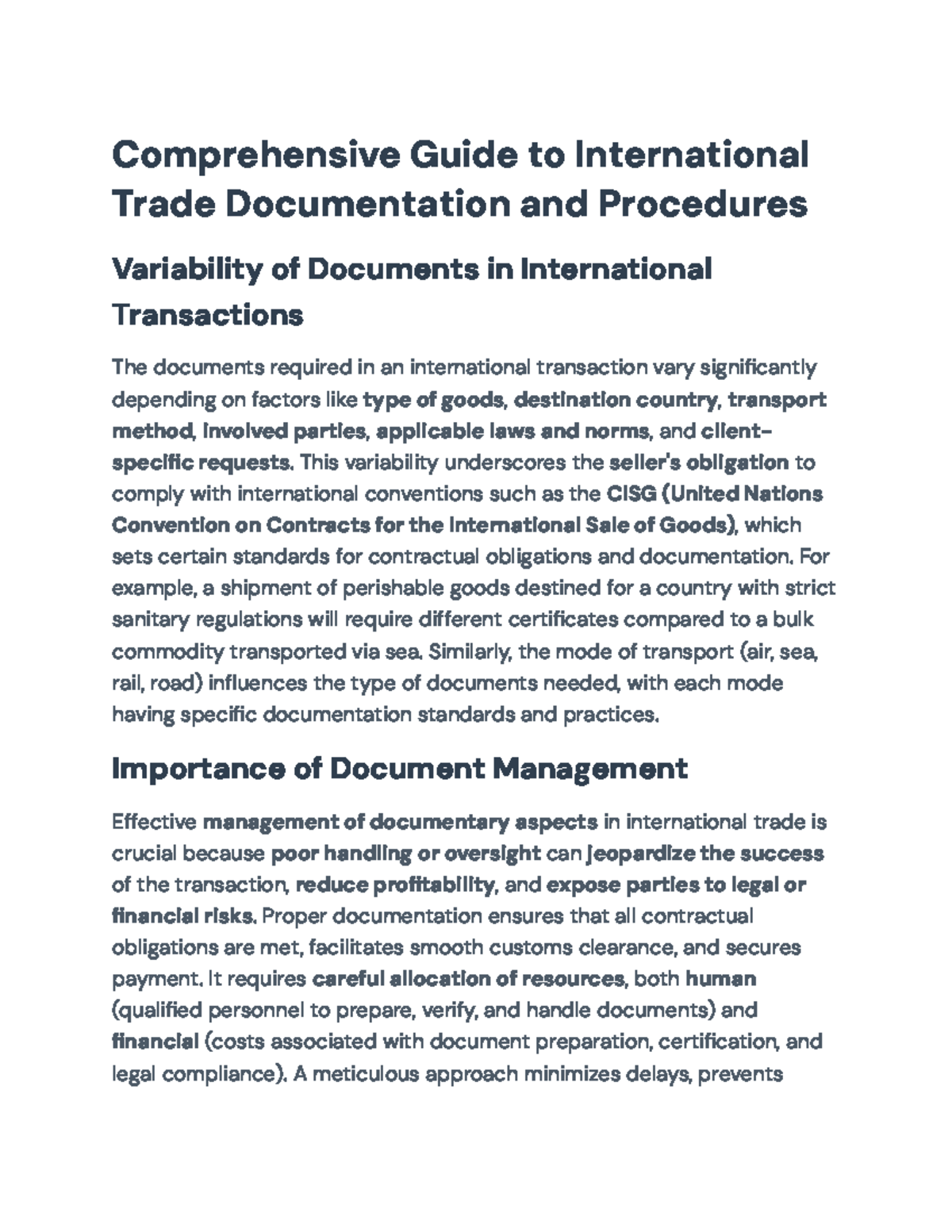 International Trade Documentation Procedures: A Comprehensive Overview ...