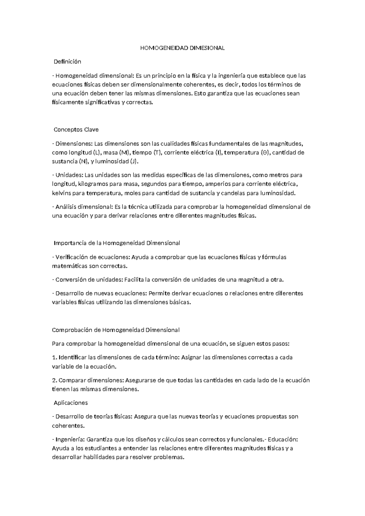 Homogeneidad Dimensional en Física e Ingeniería: Principios y ...