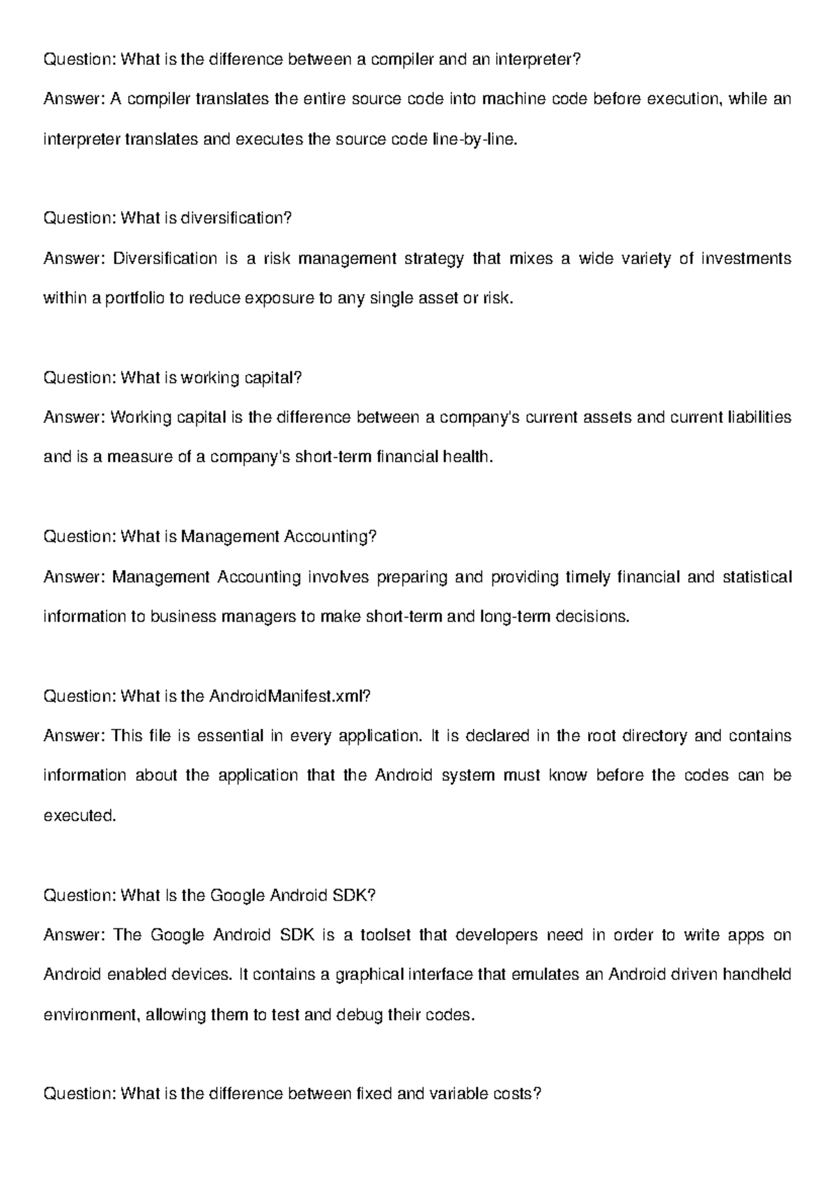 Management Accounting & Financial Concepts (Course Code: MAC 101) - Studocu