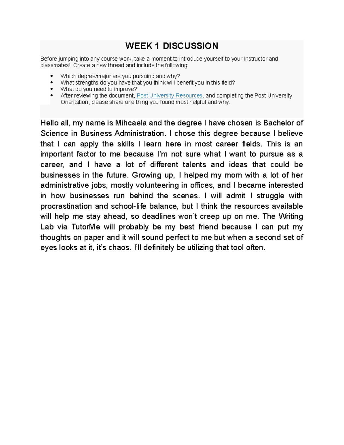 CTC101 Weekly Reflections and Discussions Notes - Studocu