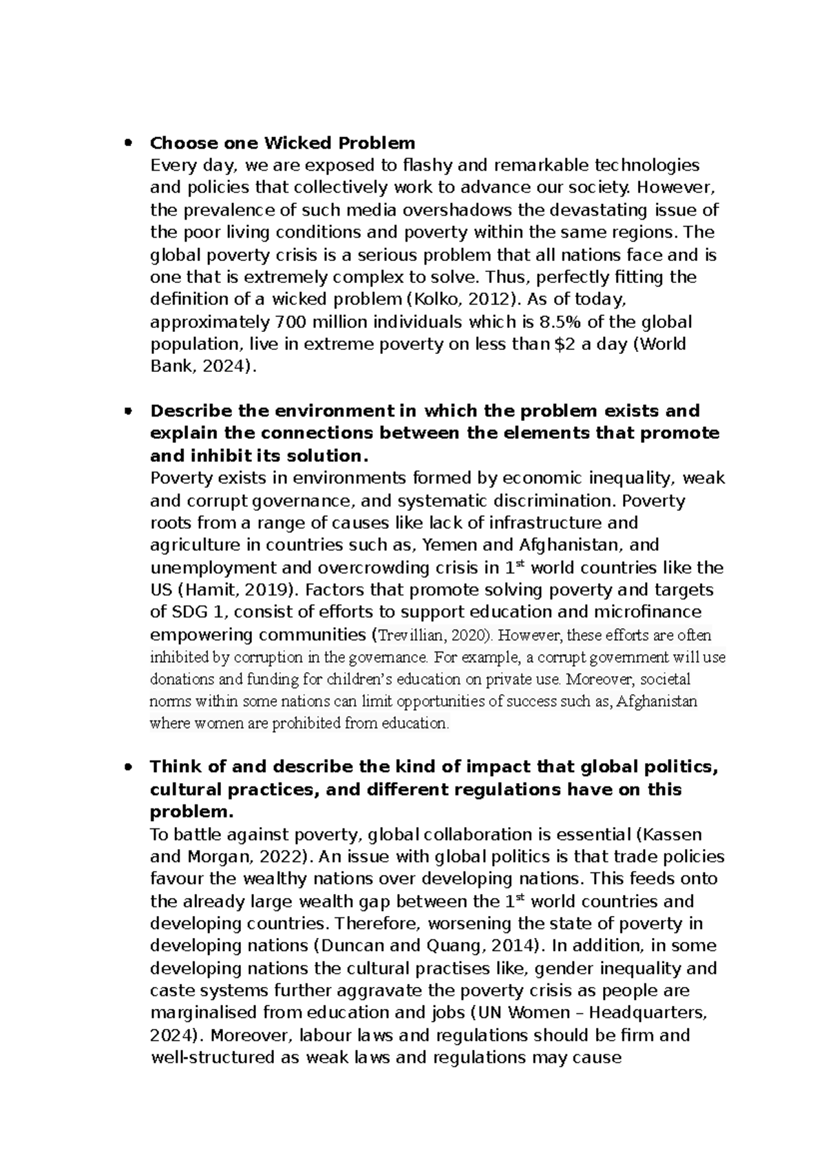 Wicked Problem Analysis: Global Poverty Crisis and Solutions - Studocu