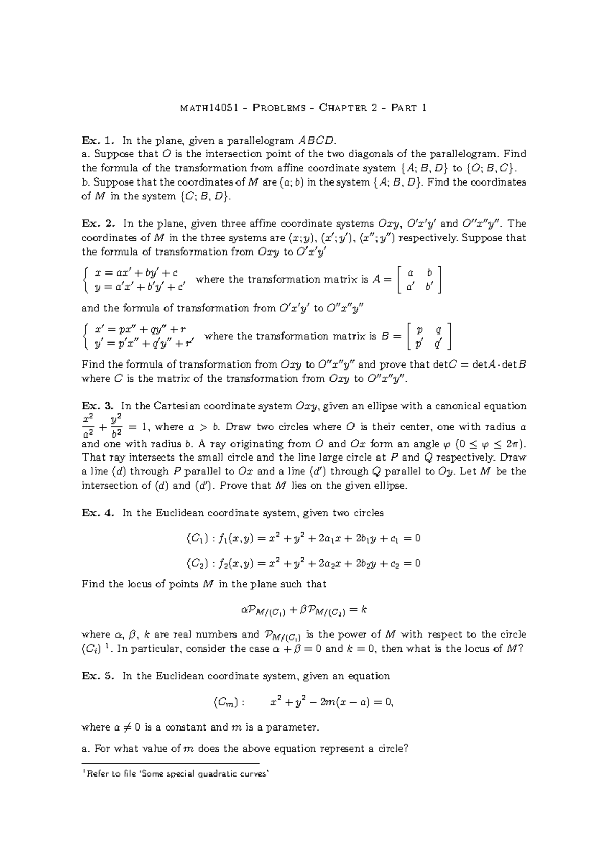Ch2 problems part1 - TOÁN SONG NGỮ - math14051 - Problems - Chapter 2 ...