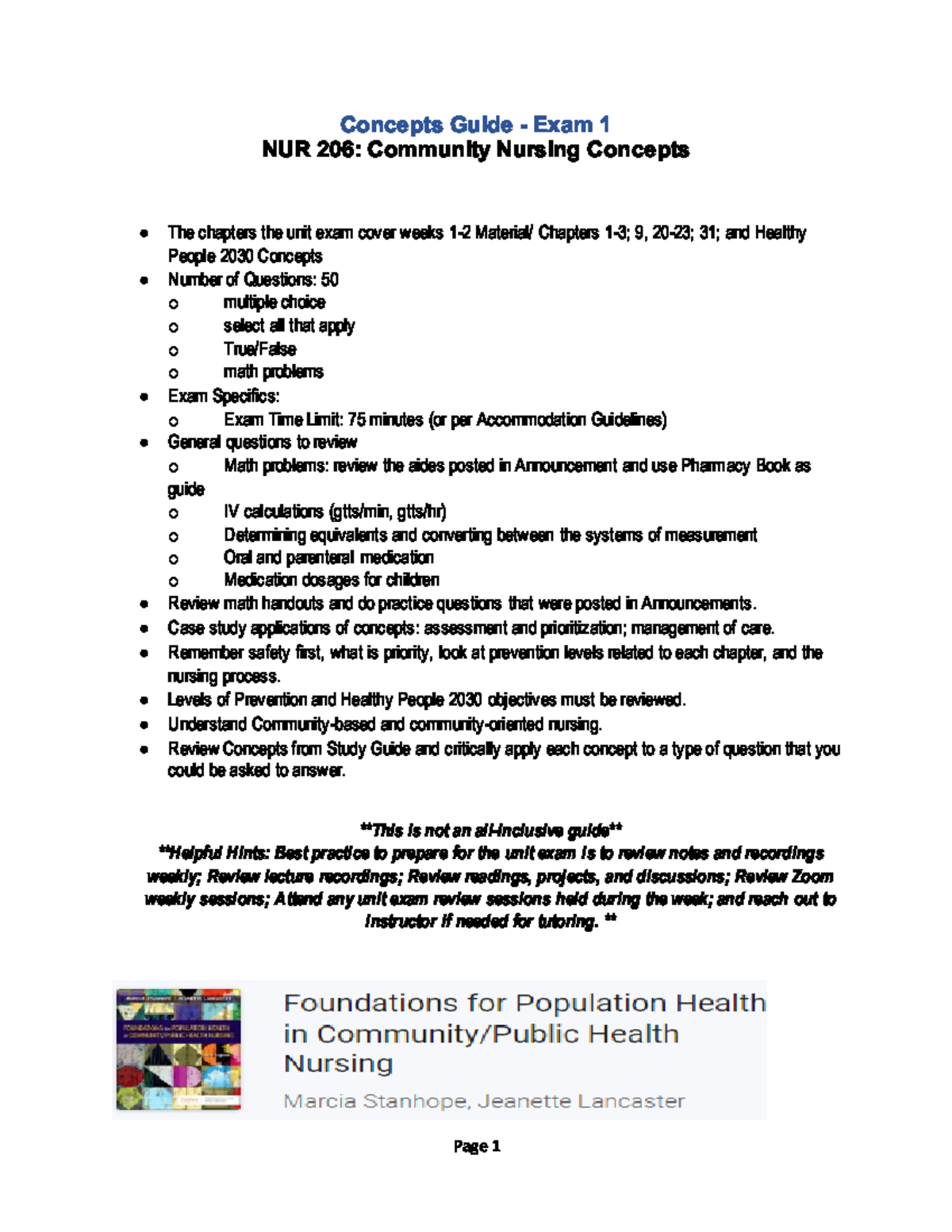 Exam 1 Study Guide October 2024 Term - ! " - Studocu