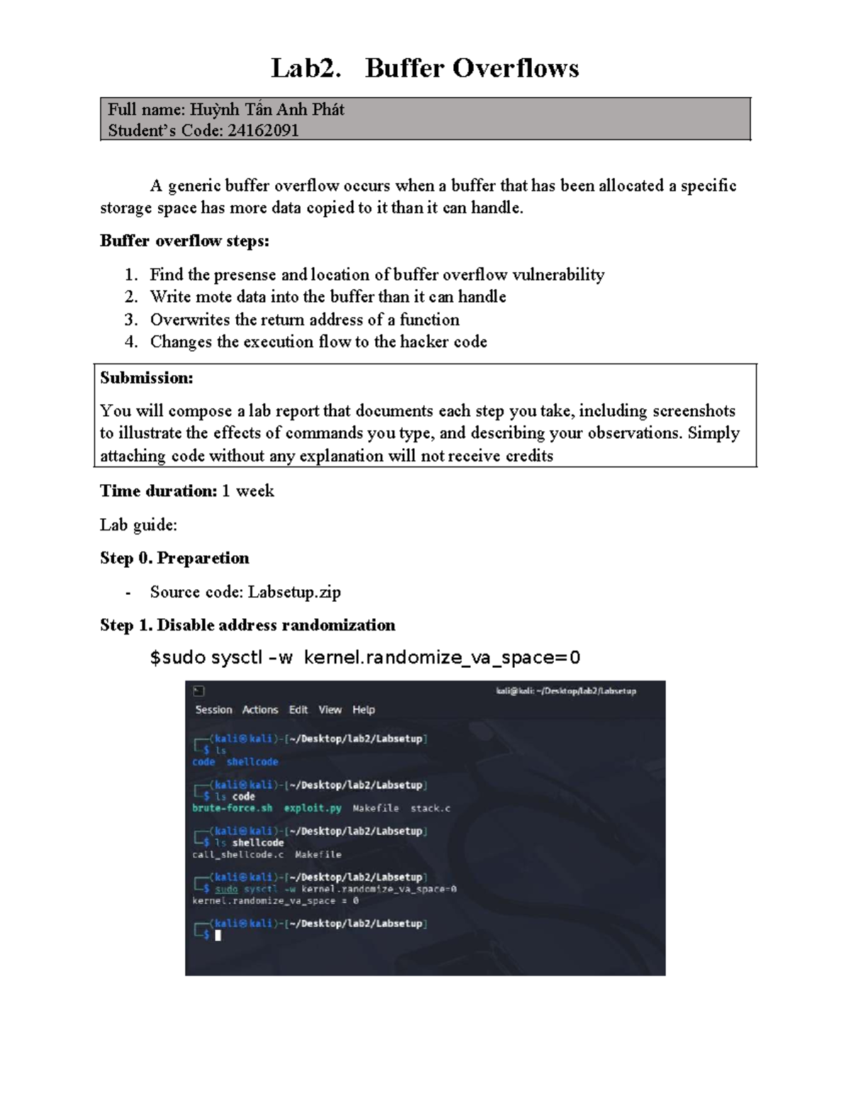 DE 24162091 Lab 2: Exploring Buffer Overflow Vulnerabilities - Studocu