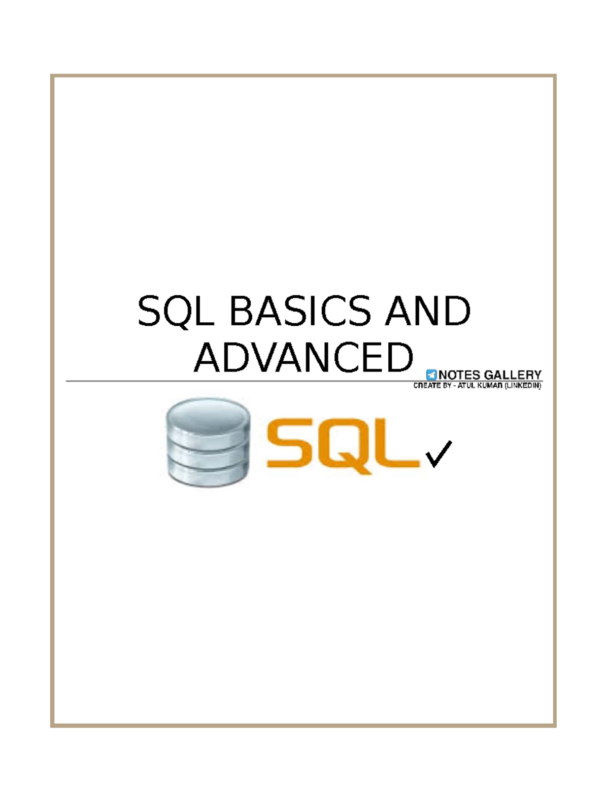 SQL Notes: Basics & Advanced Concepts for Database Management - Studocu