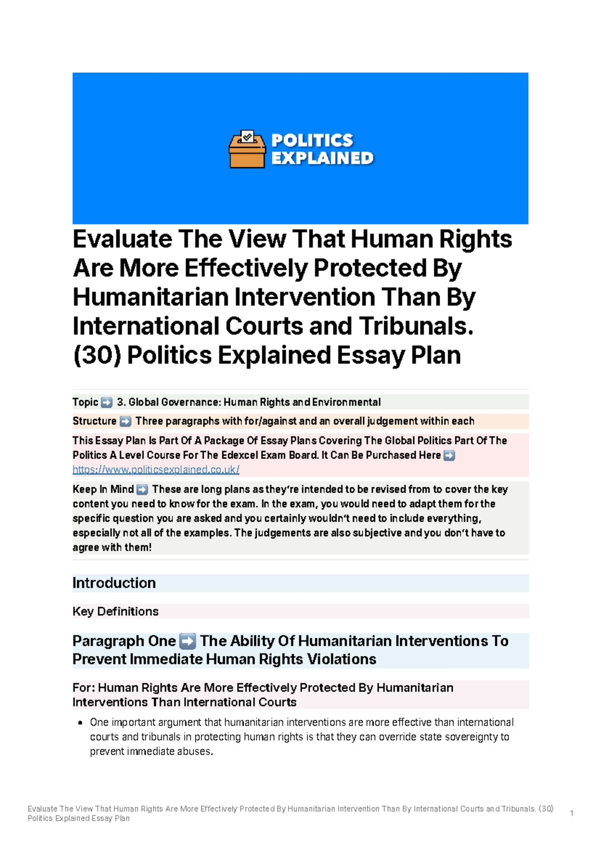 Evaluate Human Rights Protection: Humanitarian Intervention vs. Intl ...
