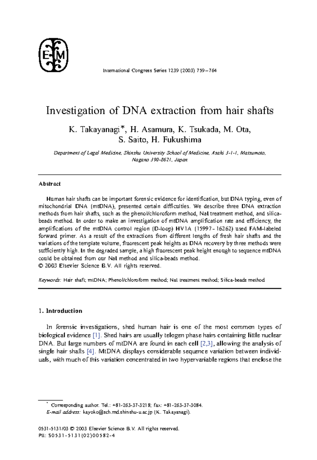 ++Investigation of DNA Extraction from Hair Shaft - Investigation of ...