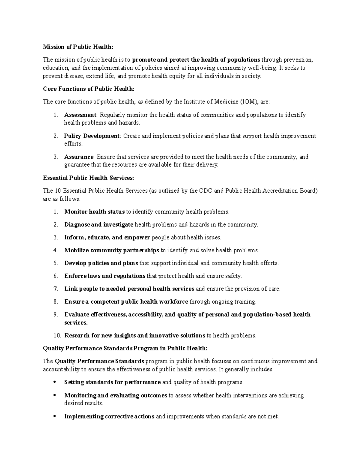 Chapter 1 Public Health Nursing - Mission of Public Health: The mission ...