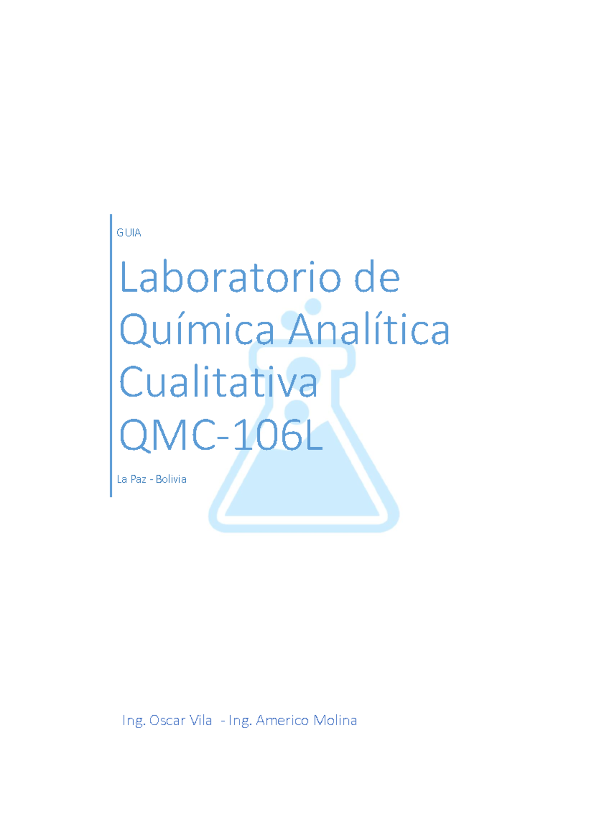 Guía de Laboratorio de Química Analítica Cualitativa QMC-106L - ACTU 2022 - Document Preview