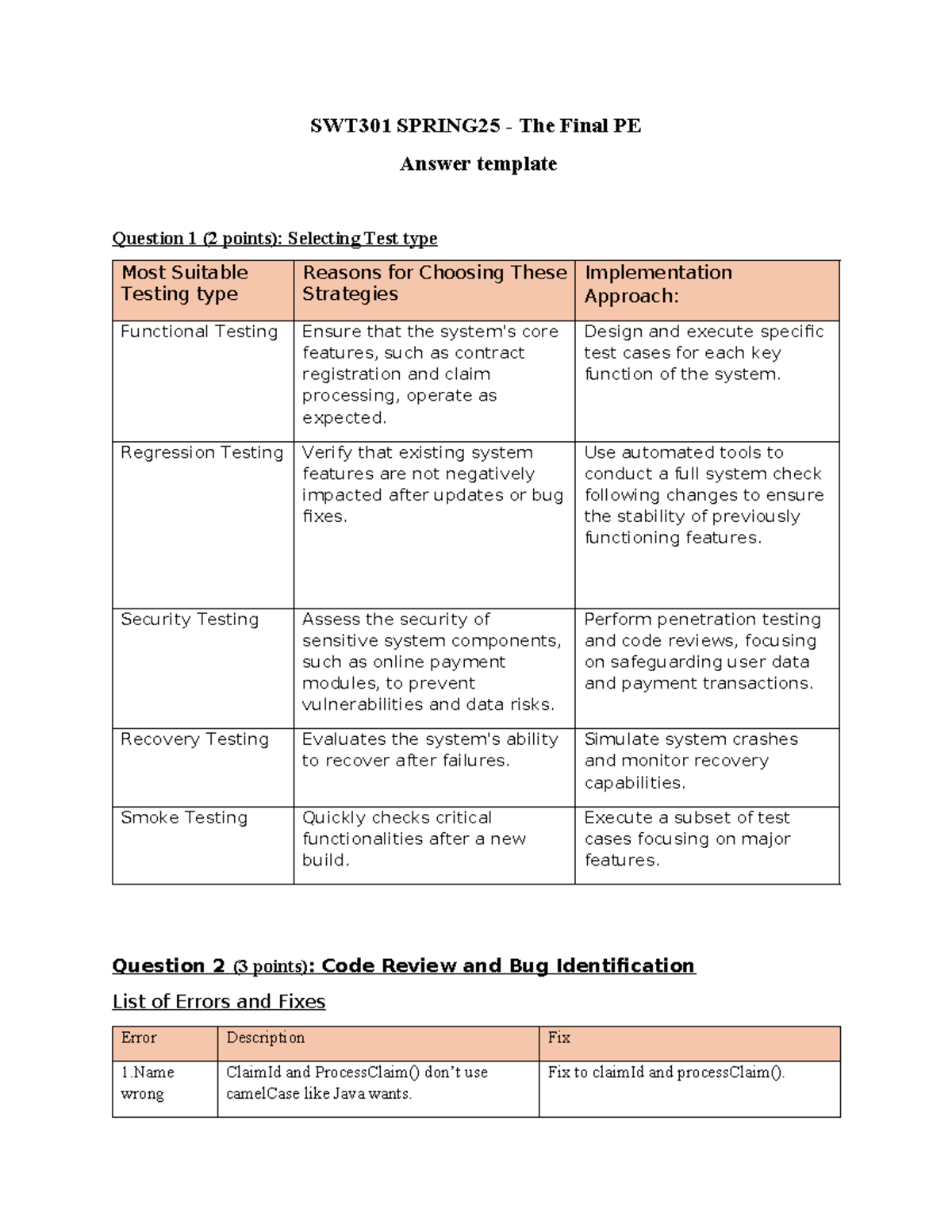 SWT301 SP25 PE 3068486 - Final Practice Exam Notes for Testing ...