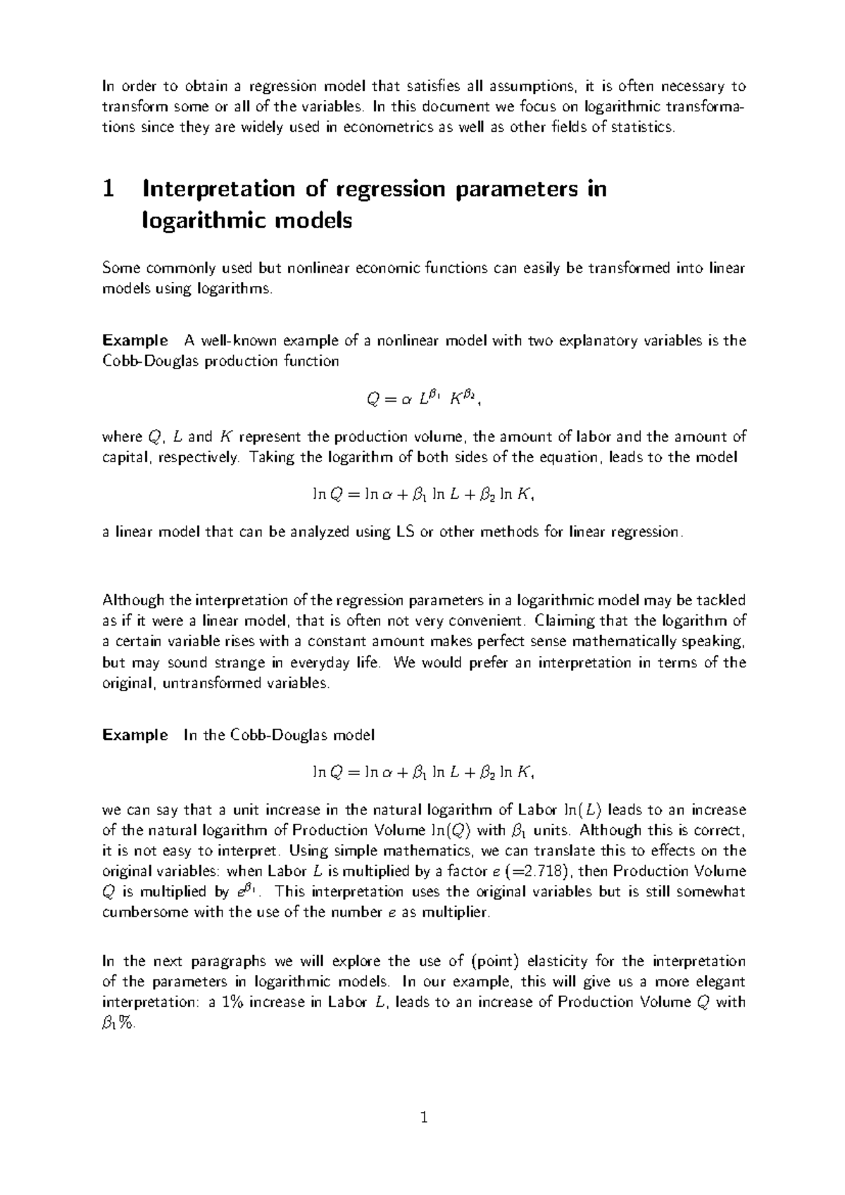 Logarithmic Transformations in Regression Models (WC5) - Studocu