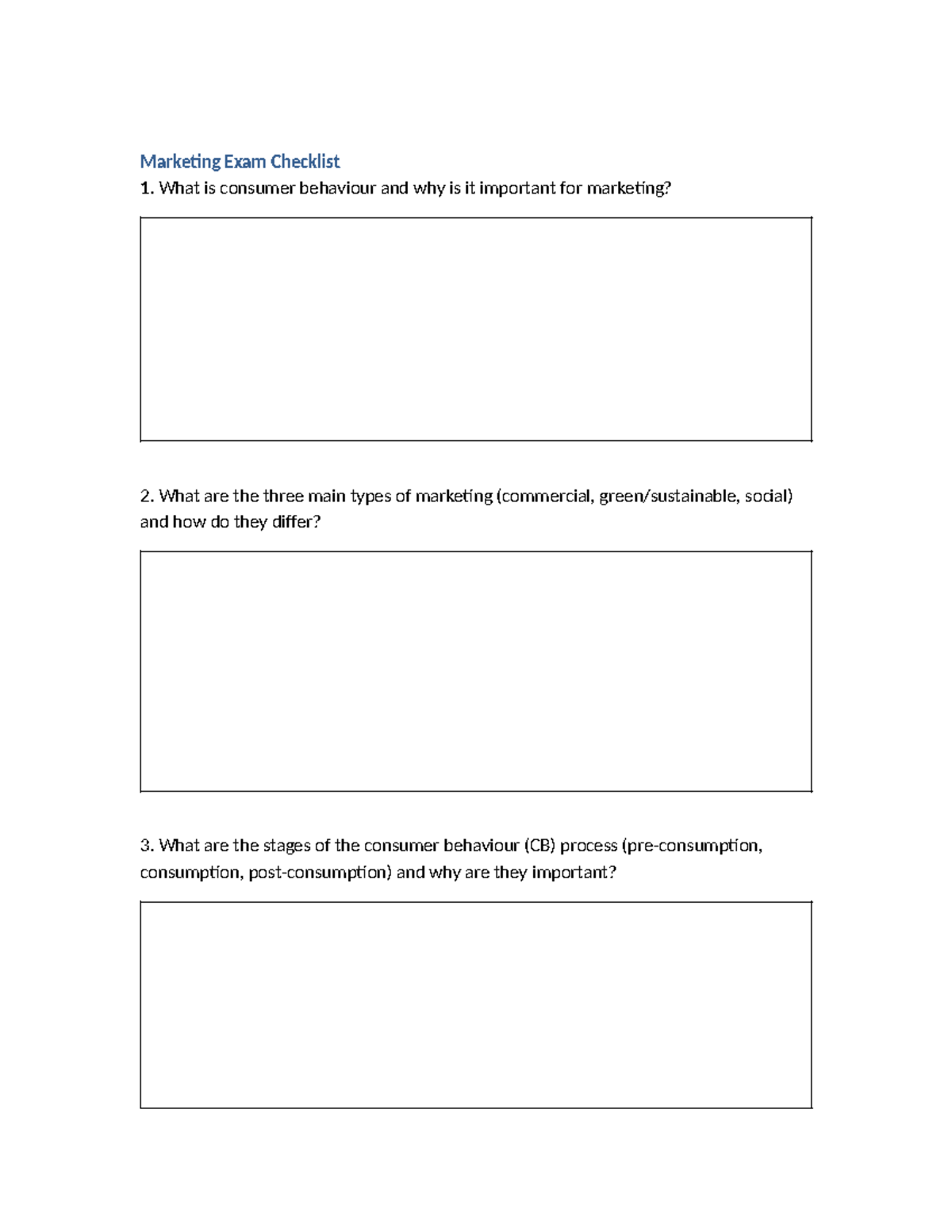 Mktg2501 Final Exam Consumer Behaviour Checklist - Studocu