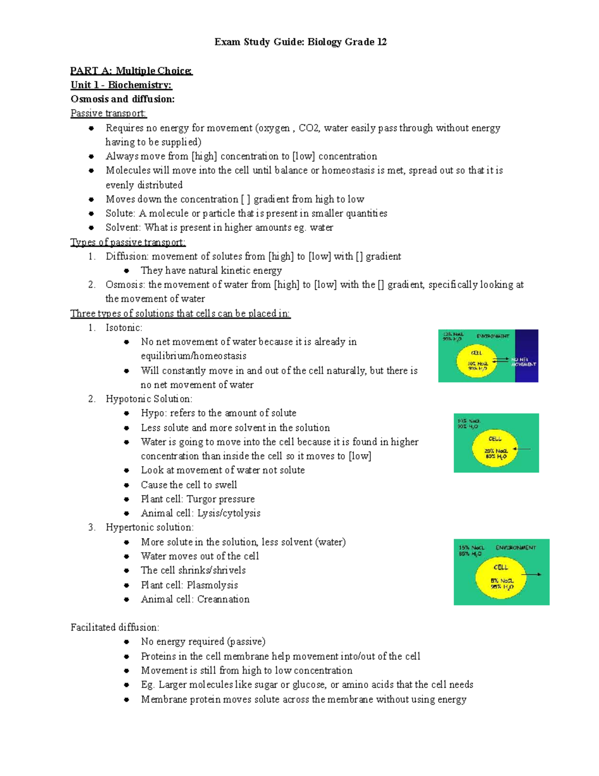 Bio 12 Exam Study Guide: Key Concepts in Biochemistry and Genetics ...