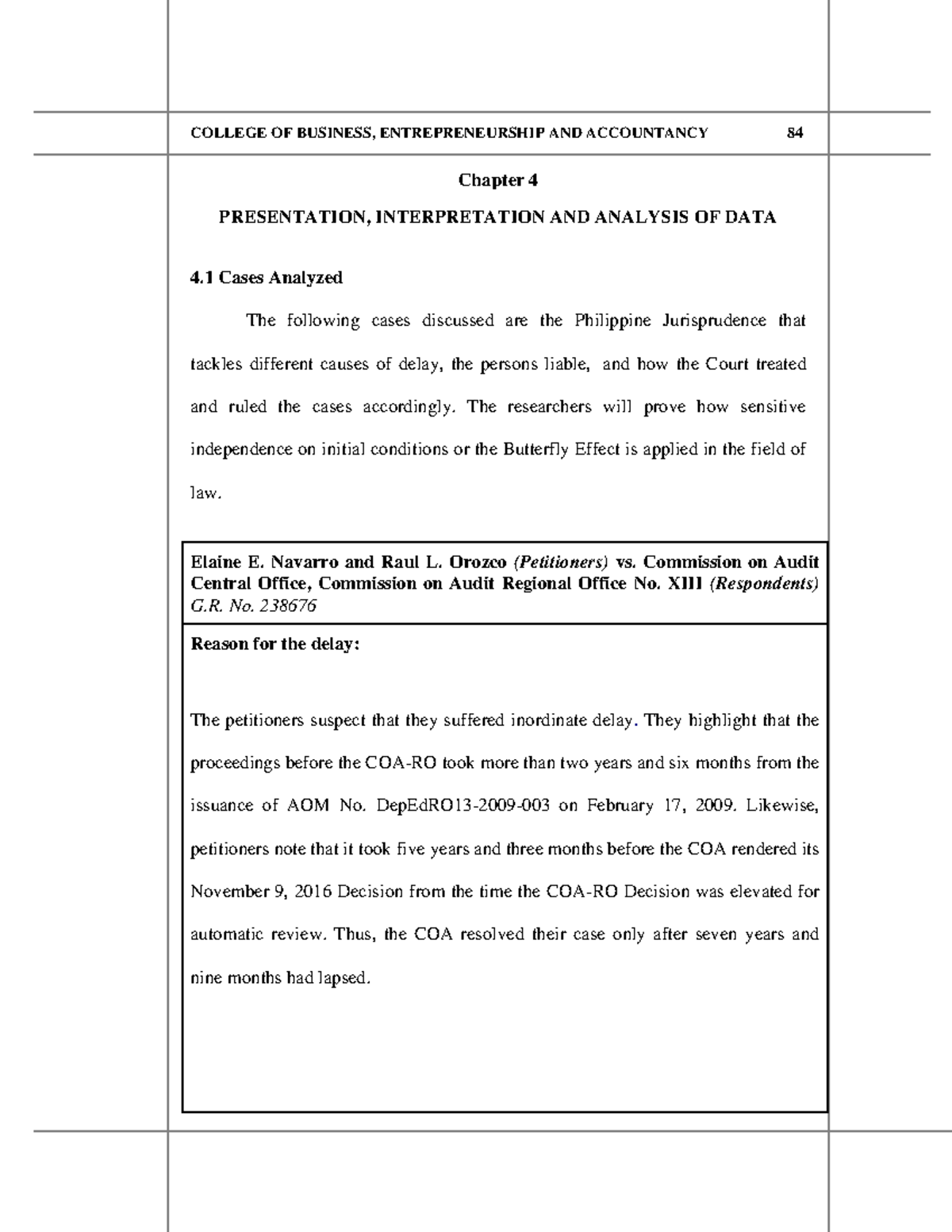 Chapter 4 - Presentation, Interpretation & Analysis of Delay Cases ...