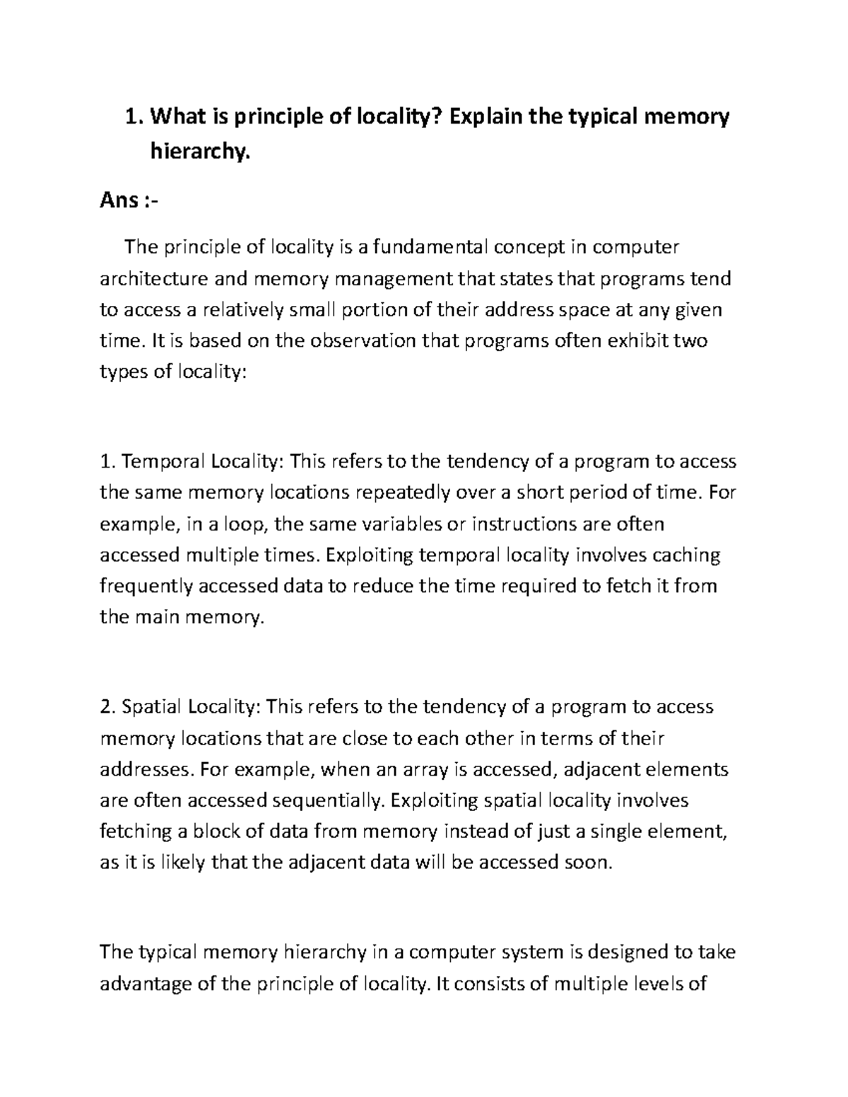 ACA Lecture Notes - Principle of Locality, Cache Analysis & Vector ...