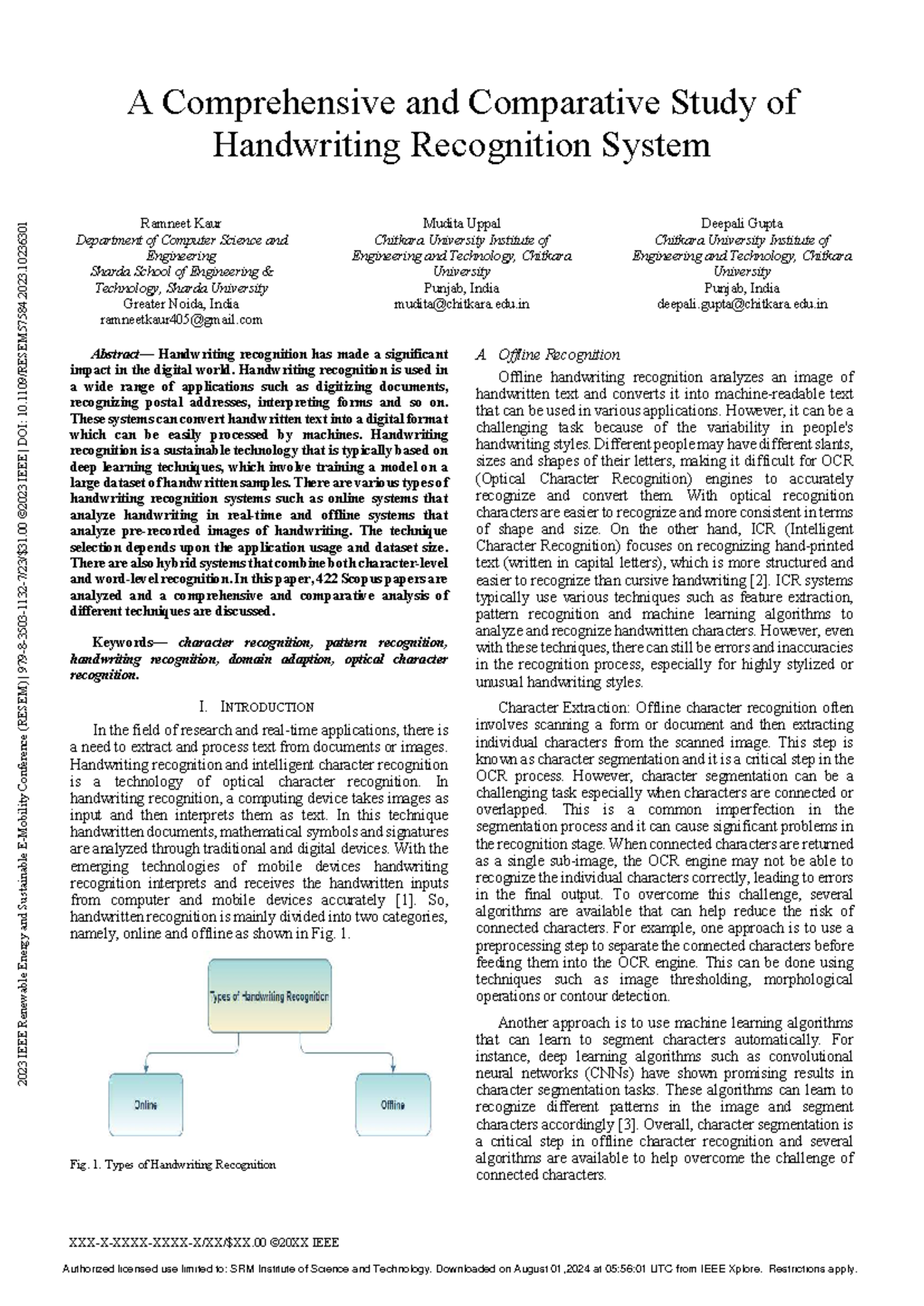 A Comprehensive and Comparative Study of Handwriting Recognition System ...