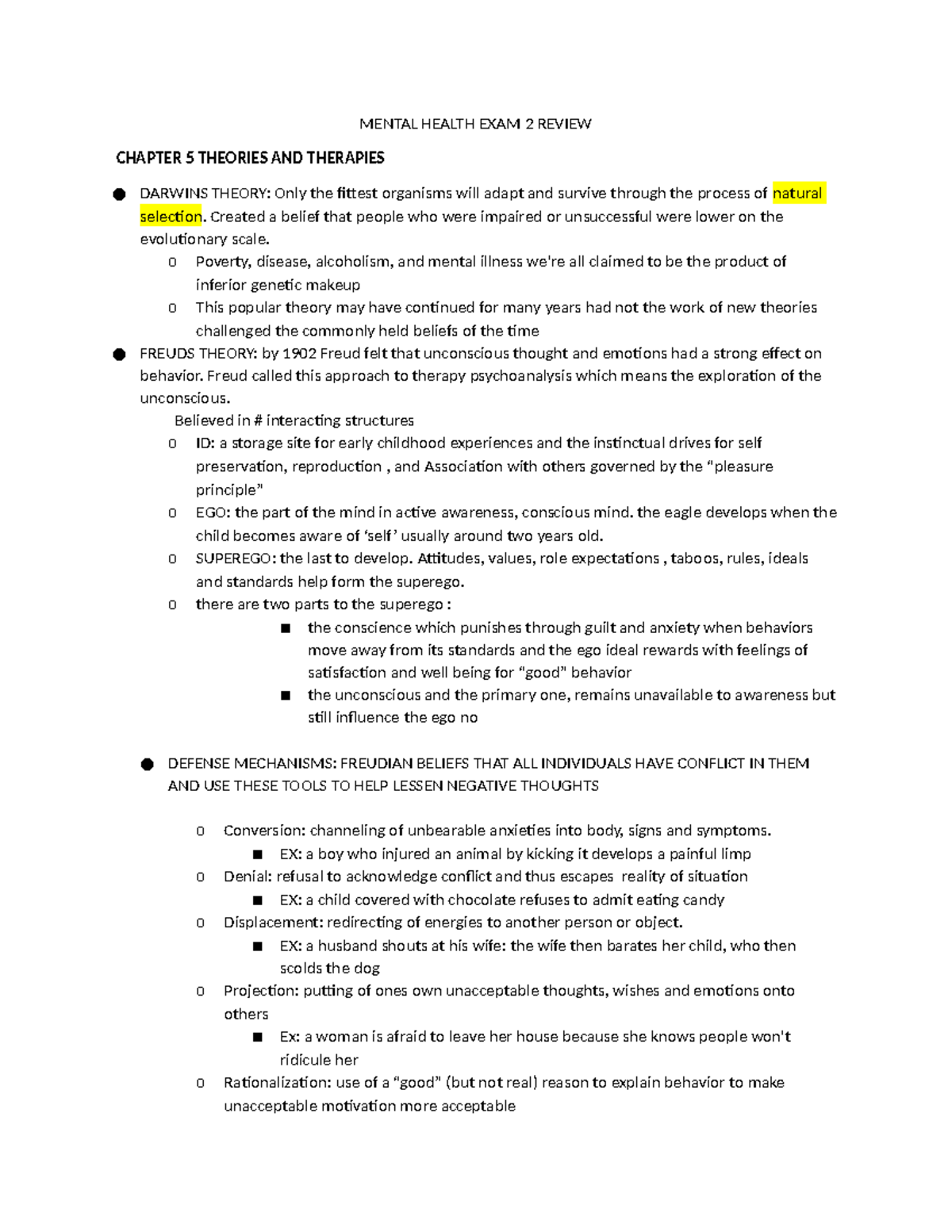 Exam 2 Review Mental - Exam 2 - MENTAL HEALTH EXAM 2 REVIEW CHAPTER 5 ...