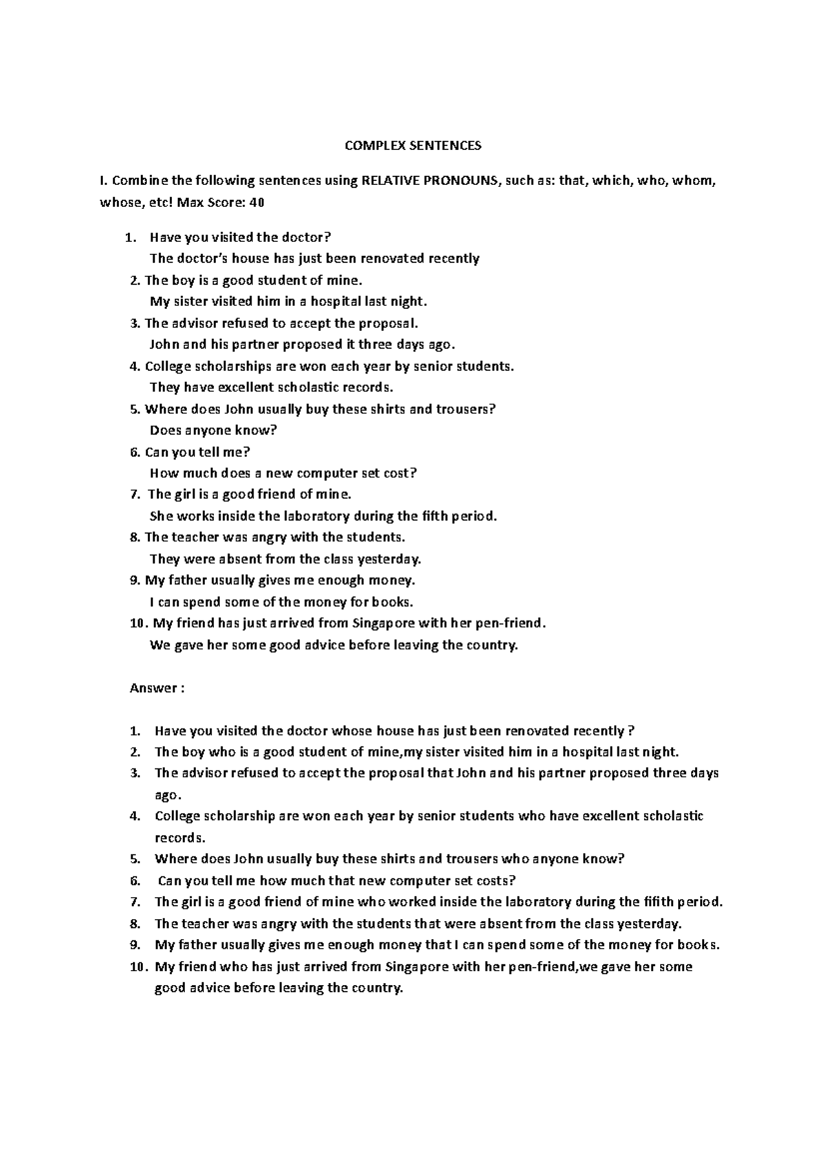 ENG101 Complex Sentence Assignment Guidelines and Examples - Studocu