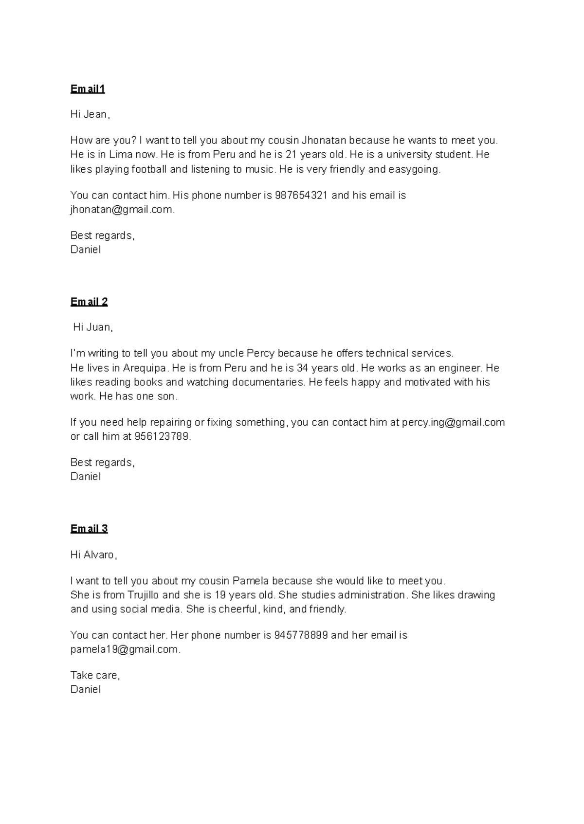 Writing - P1: Personal Introductions and Contacts - Studocu