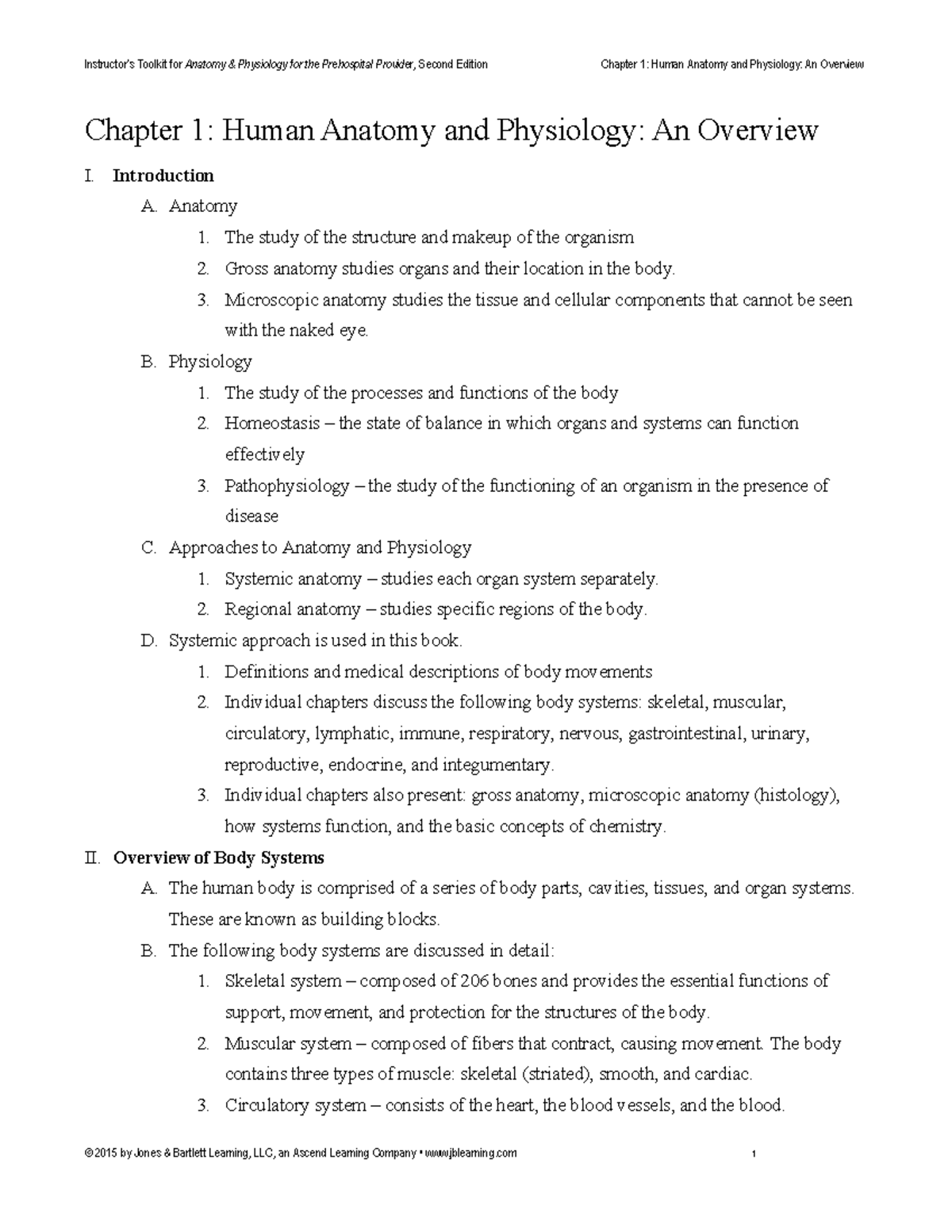 Chapter 1: Overview of Human Anatomy & Physiology (PHL302 Toolkit ...
