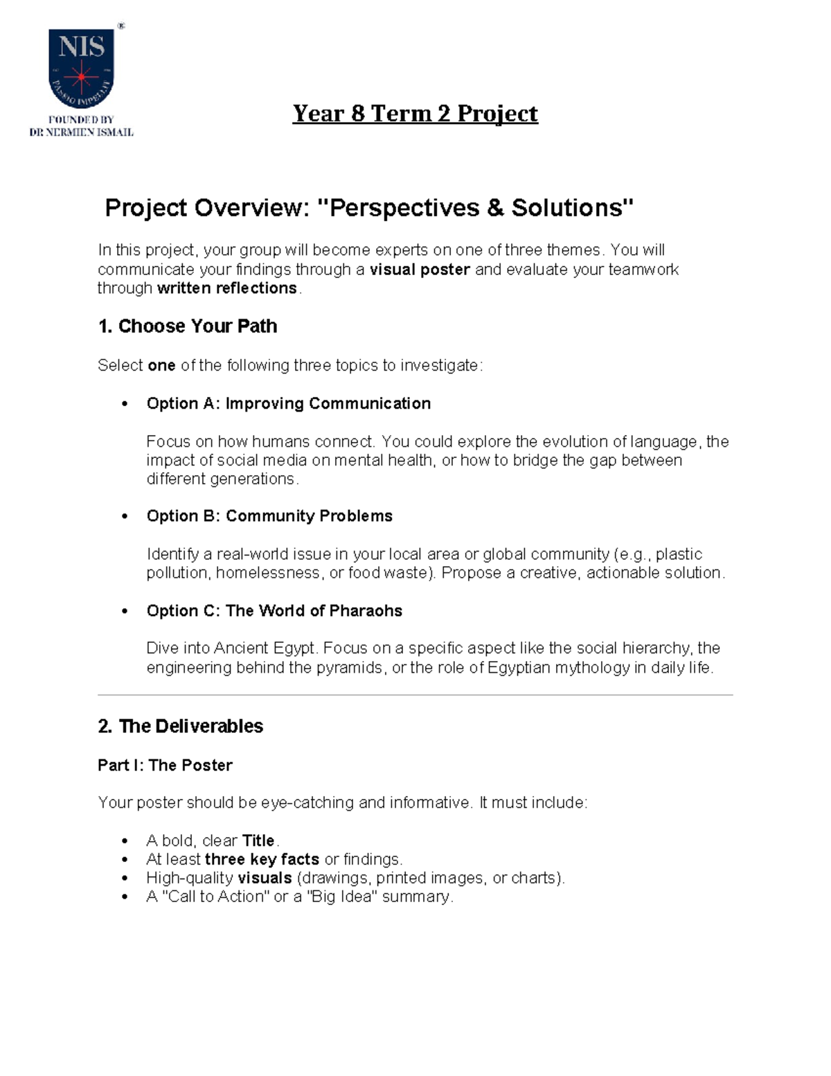 Year 8 Term 2 Project: Exploring Communication, Community, or Pharaohs ...