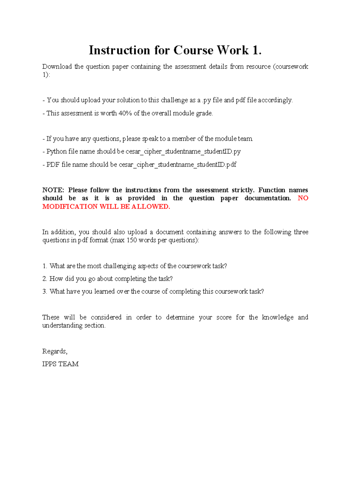 Instruction for CW 1: Assessment Details & Submission Guidelines - Studocu