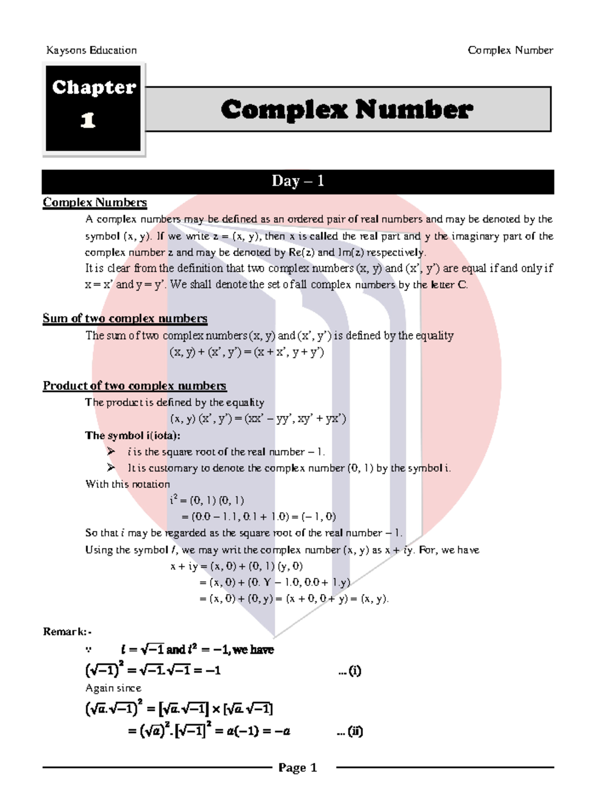 Alegbra-Book - PRACTICE - Kaysons Education Complex Number Day – 1 ...