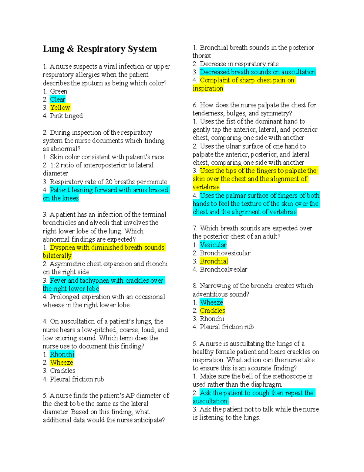 NUR 305 Exam 2 Study Guide: Key Questions for Nursing Assessment - Studocu