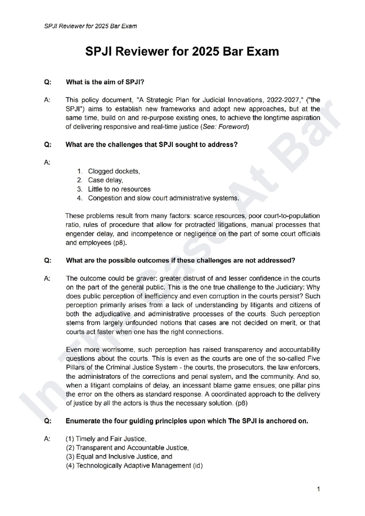 SPJI 2025 Bar Exam Reviewer: Comprehensive Insights and Structure - Studocu
