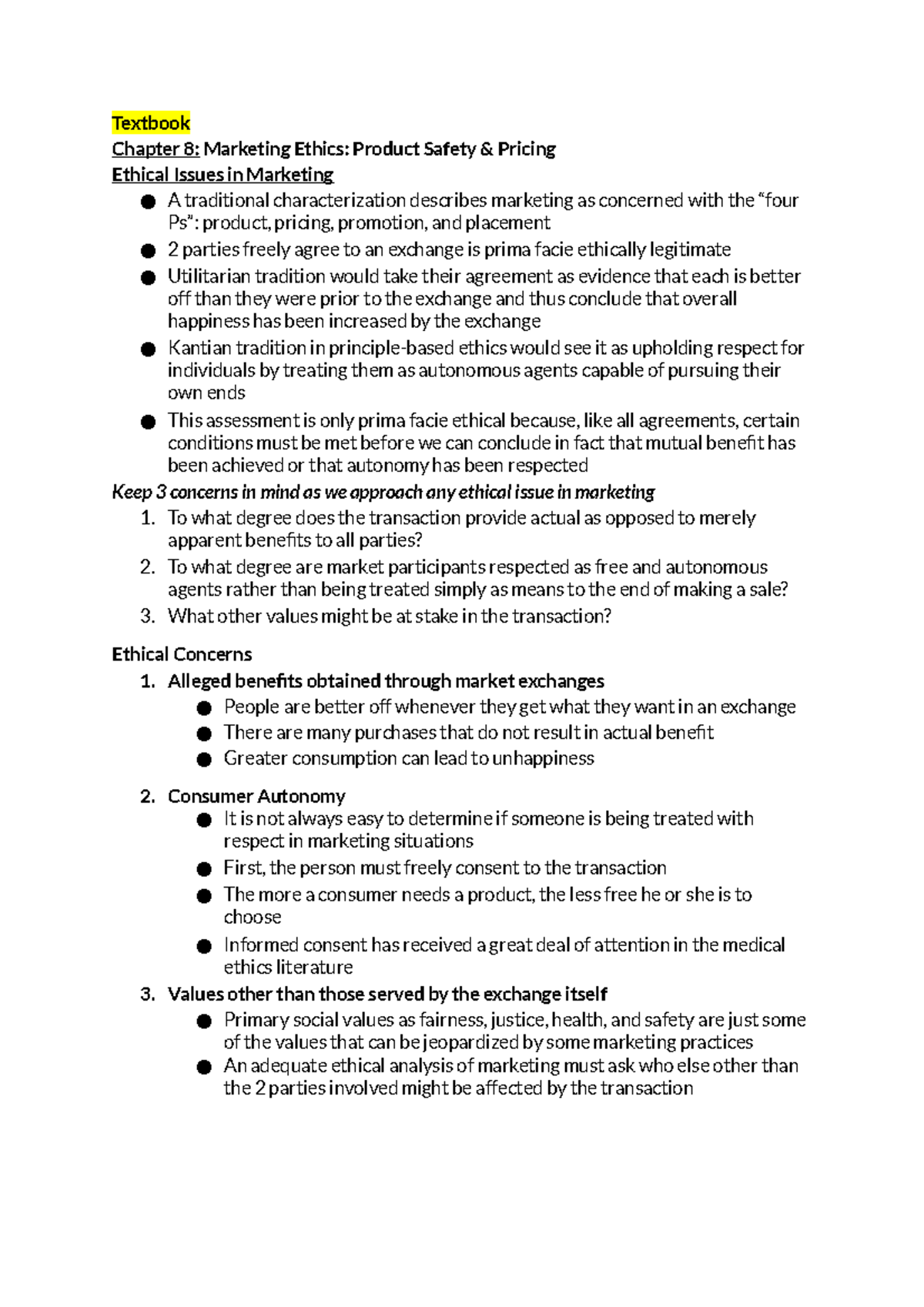 CSR - Module 6 - Marketing Ethics: Product Safety & Pricing Notes - Studocu