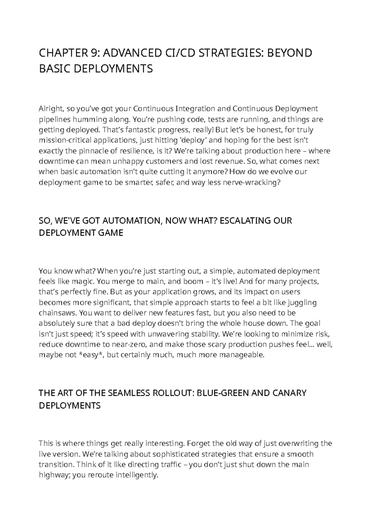 CHAPTER 9: ADVANCED DEPLOYMENT STRATEGIES IN DEV OPS - Studocu
