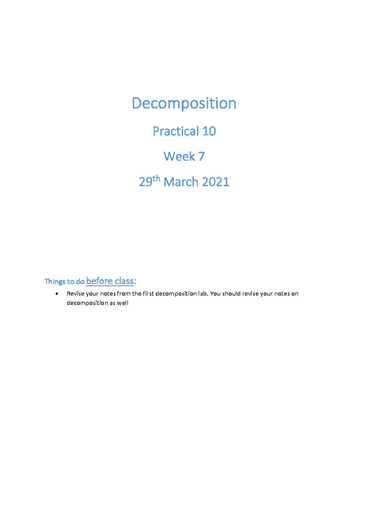 Decomposition Lab Notes (Practical 10-11) Wk 7-8 - Studocu