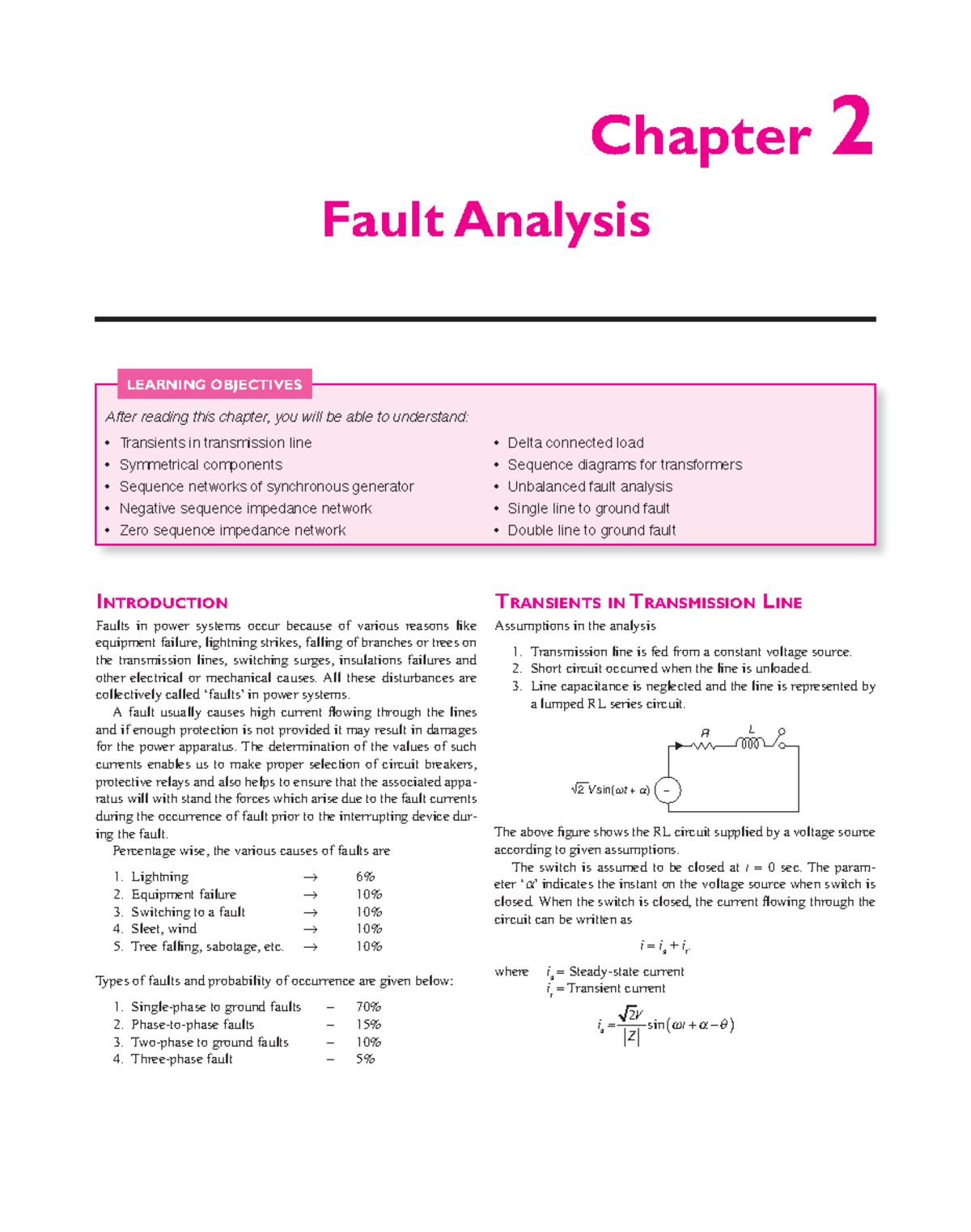 Chapter 2 Fault Analysis in Power Systems (EE 310) - Studocu