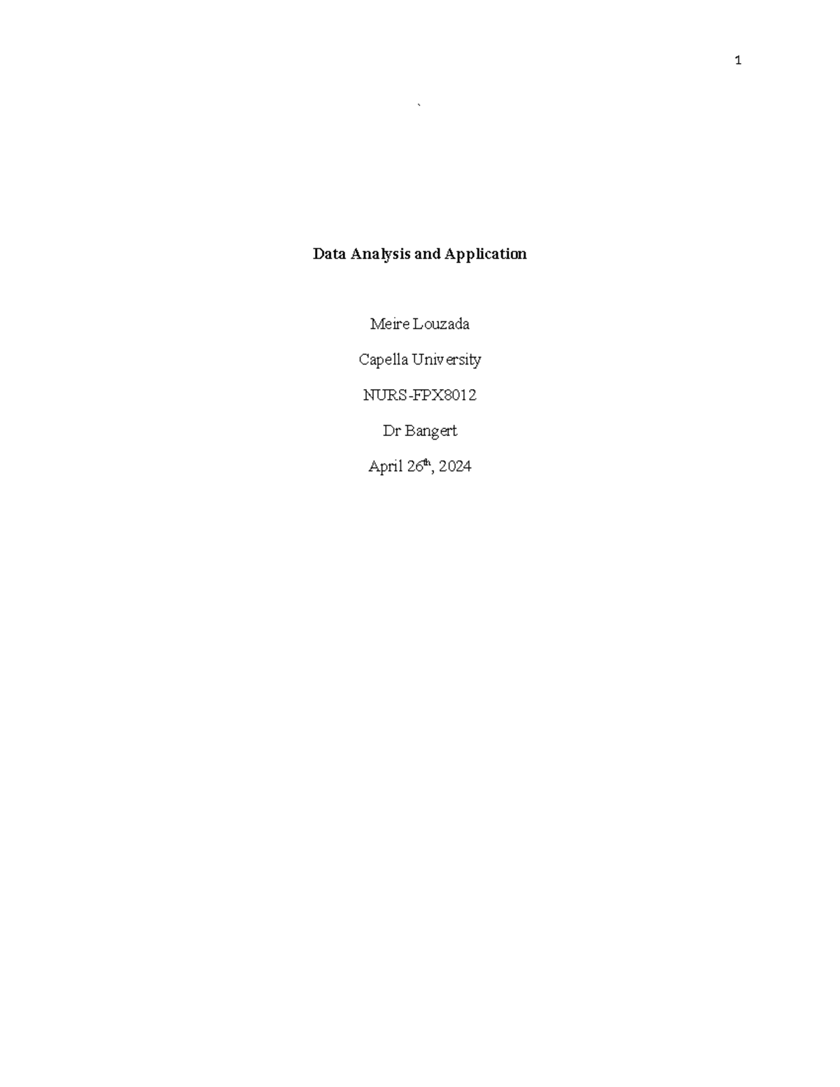 FPX-7864 NURS Data Analysis Plan & Statistical Findings - Assessment 2 ...