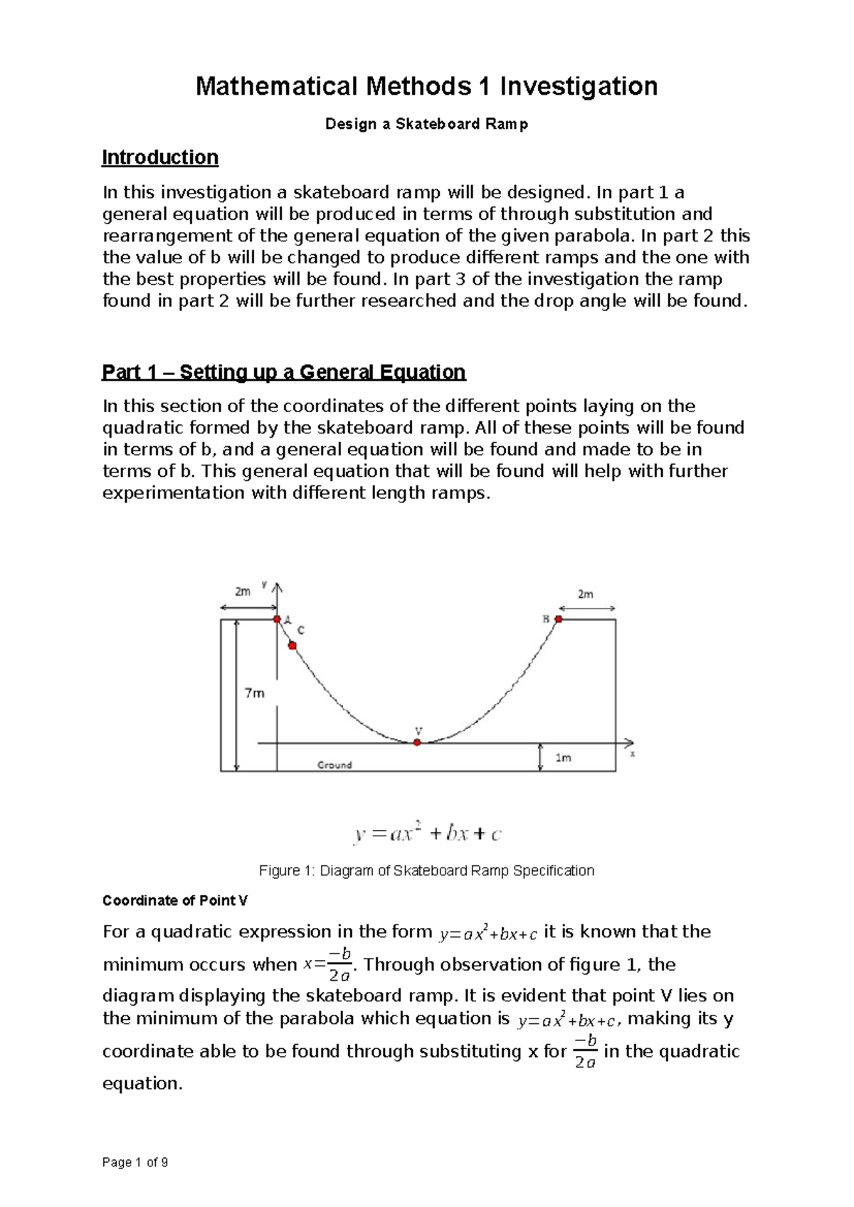 Mathematical Methods 1: Skateboard Ramp Design Investigation - Studocu
