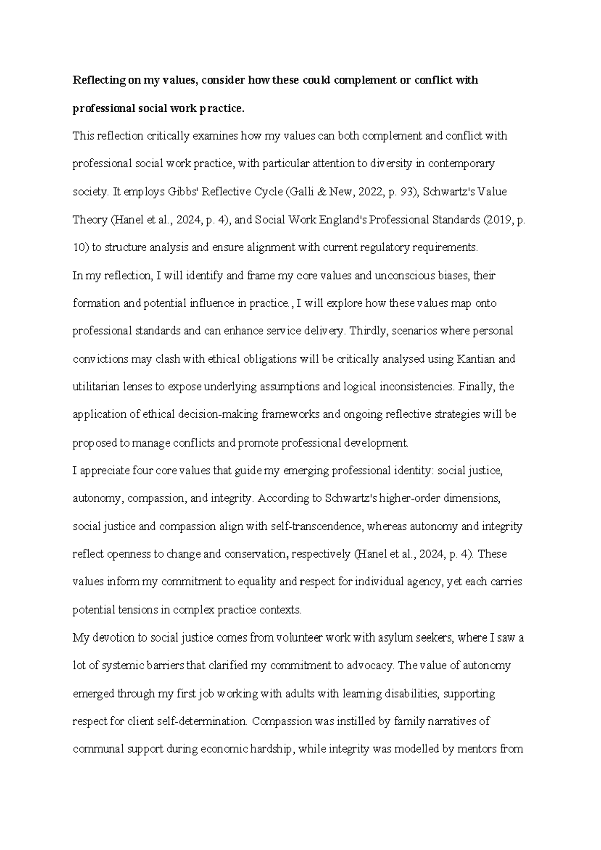 Reflecting on Personal Values in Social Work Practice: Ethical ...