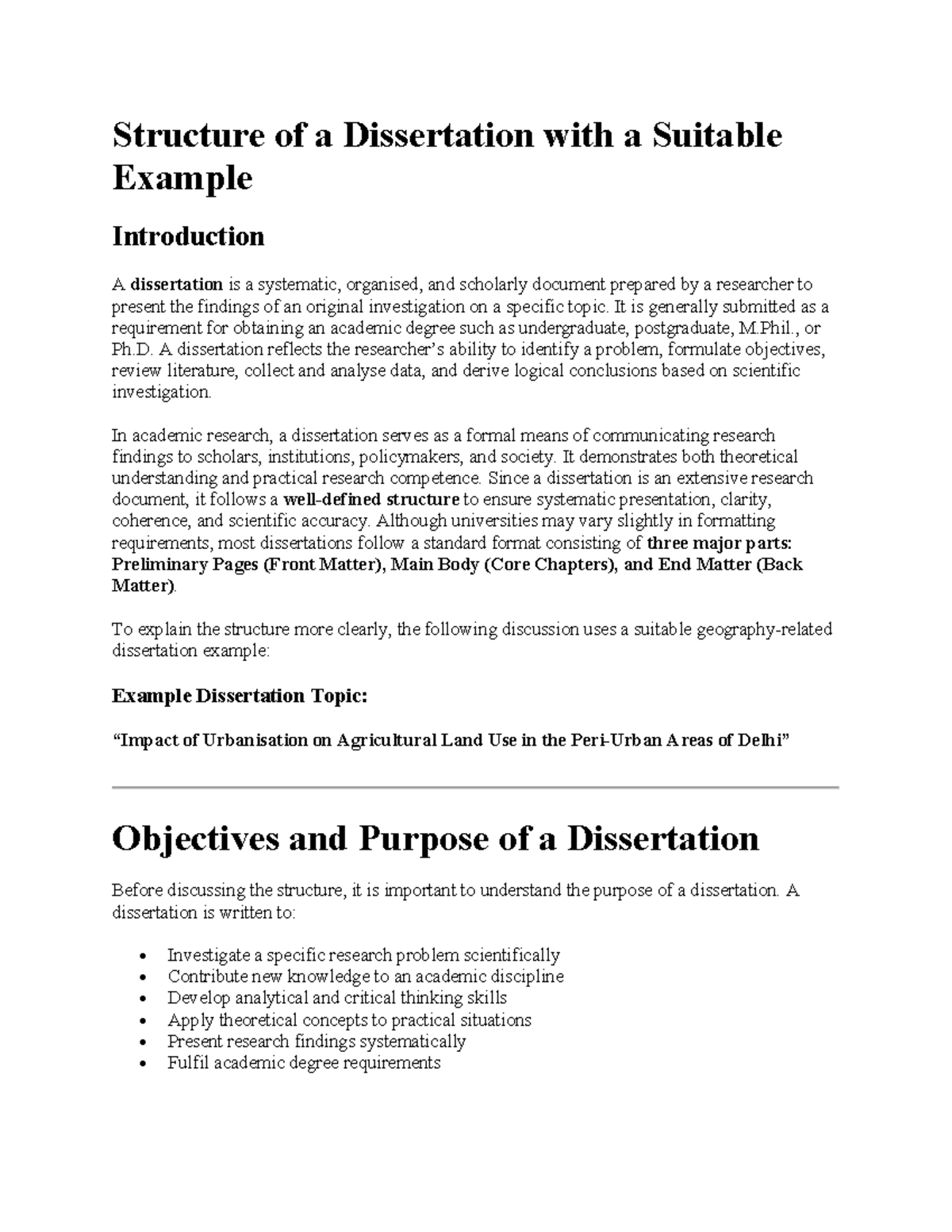 Unit 5 Pt 1: Structure and Example of a Dissertation - Studocu
