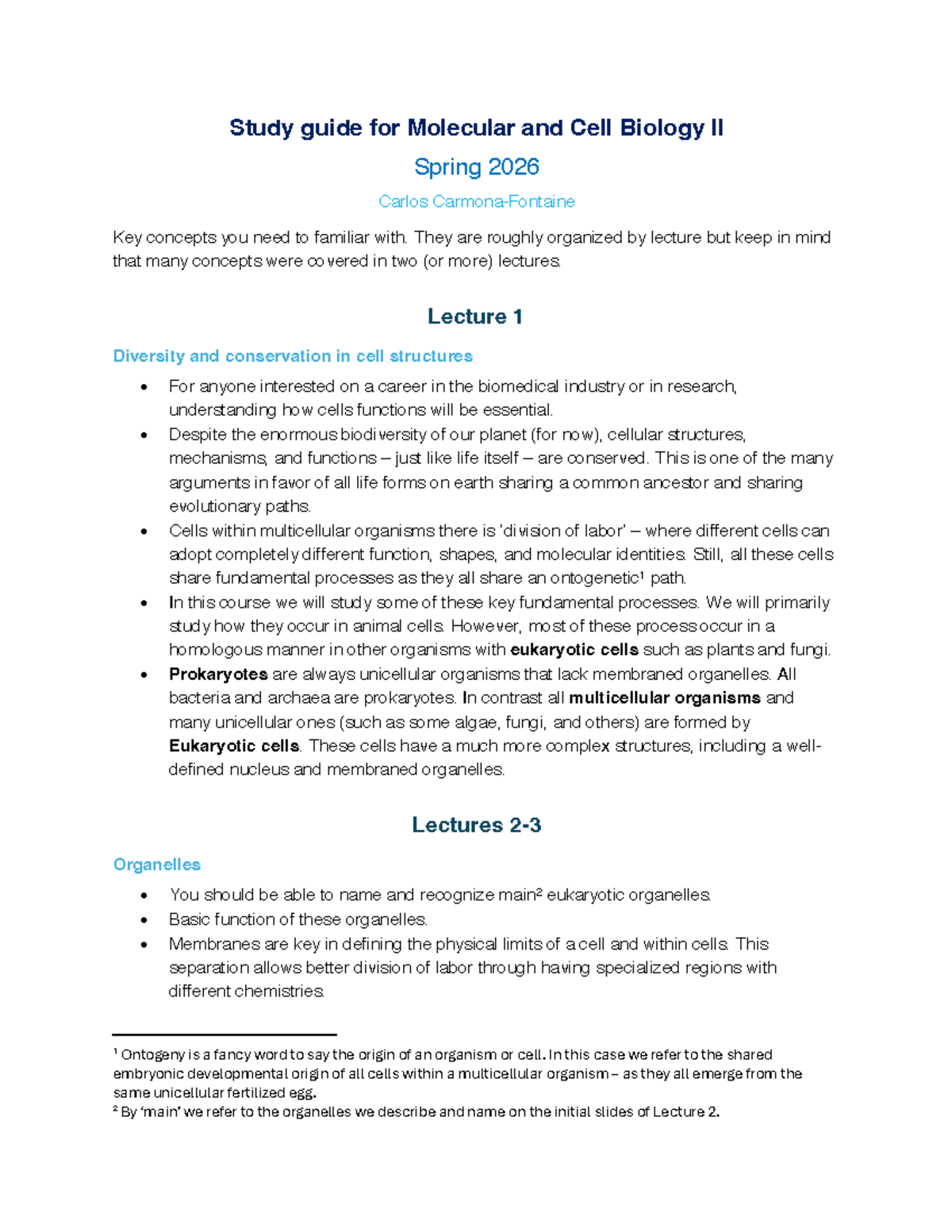 Study Guide MCBII 2026 - Final Exam Review on Cell Biology Concepts ...