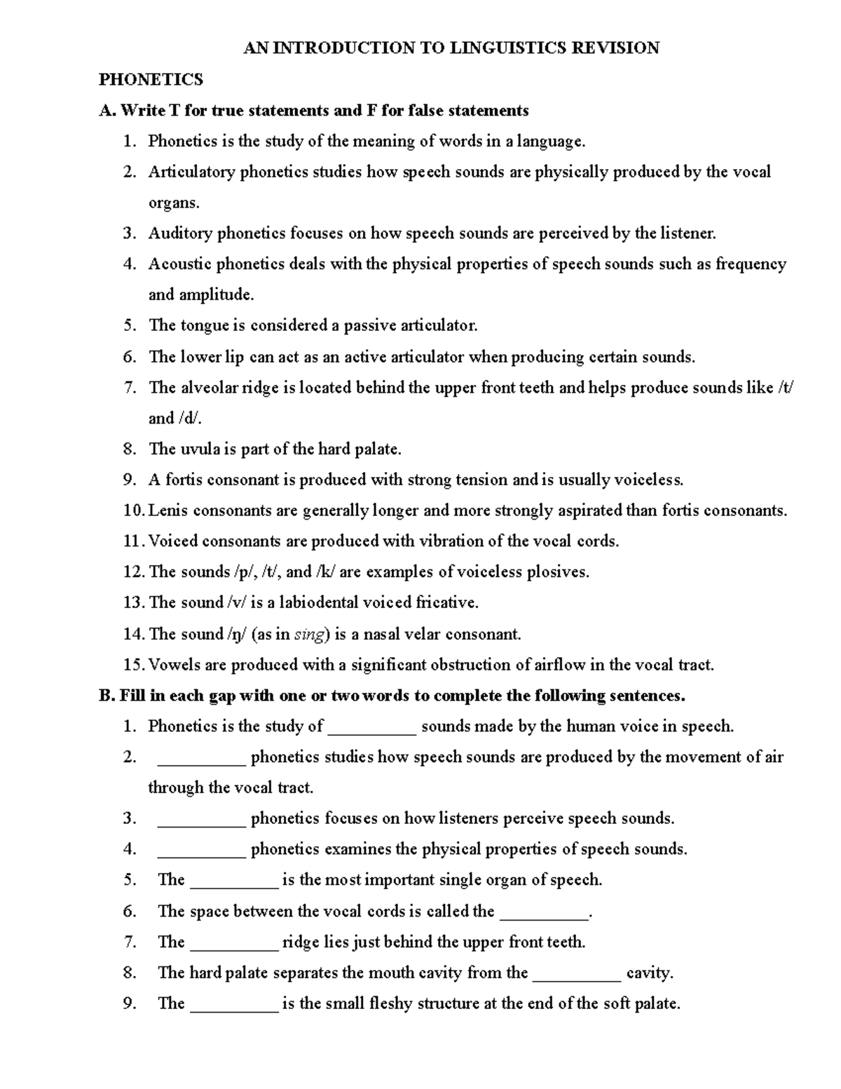 AN Introduction to Linguistics Revision Notes 2025-2026 - Studocu