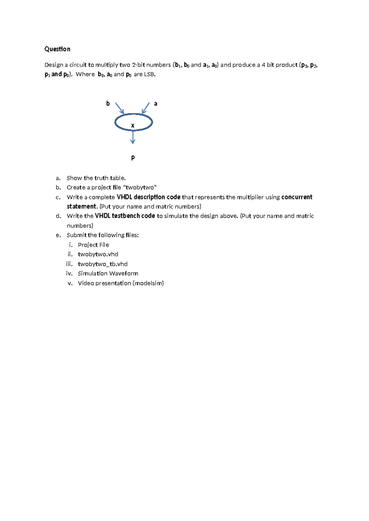 2x2c19 - VHDL Multiplier Circuit Design & Simulation Project - Studocu