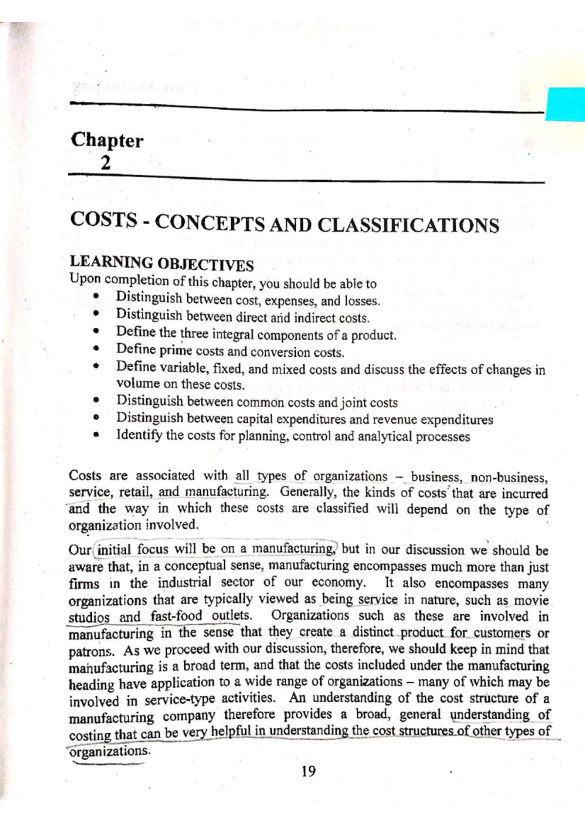 Chapter 2: Cost Concepts & Classifications with Practice Problems - Studocu