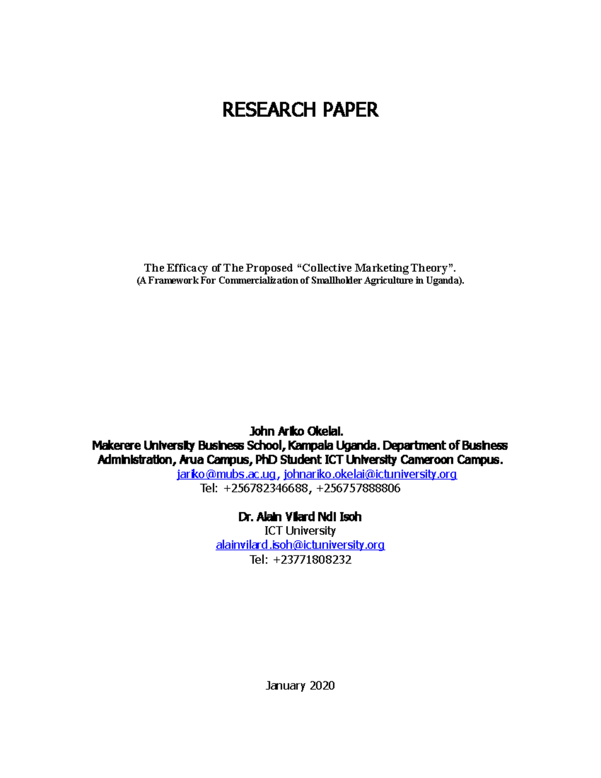 John's Article - RESEARCH PAPER The Efficacy of The Proposed ...