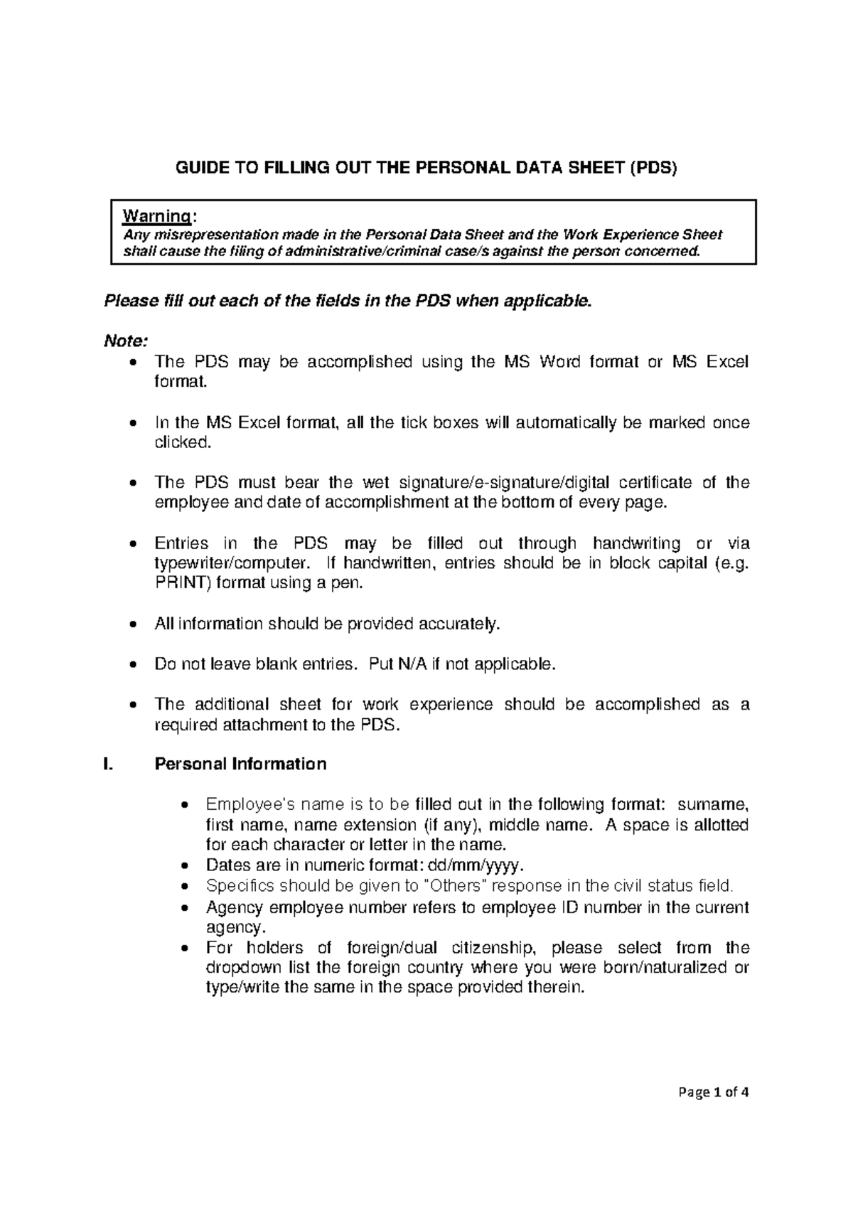 Annex H-3 - CS Form No. 212 Revised 2025: PDS Filling Guide - Studocu
